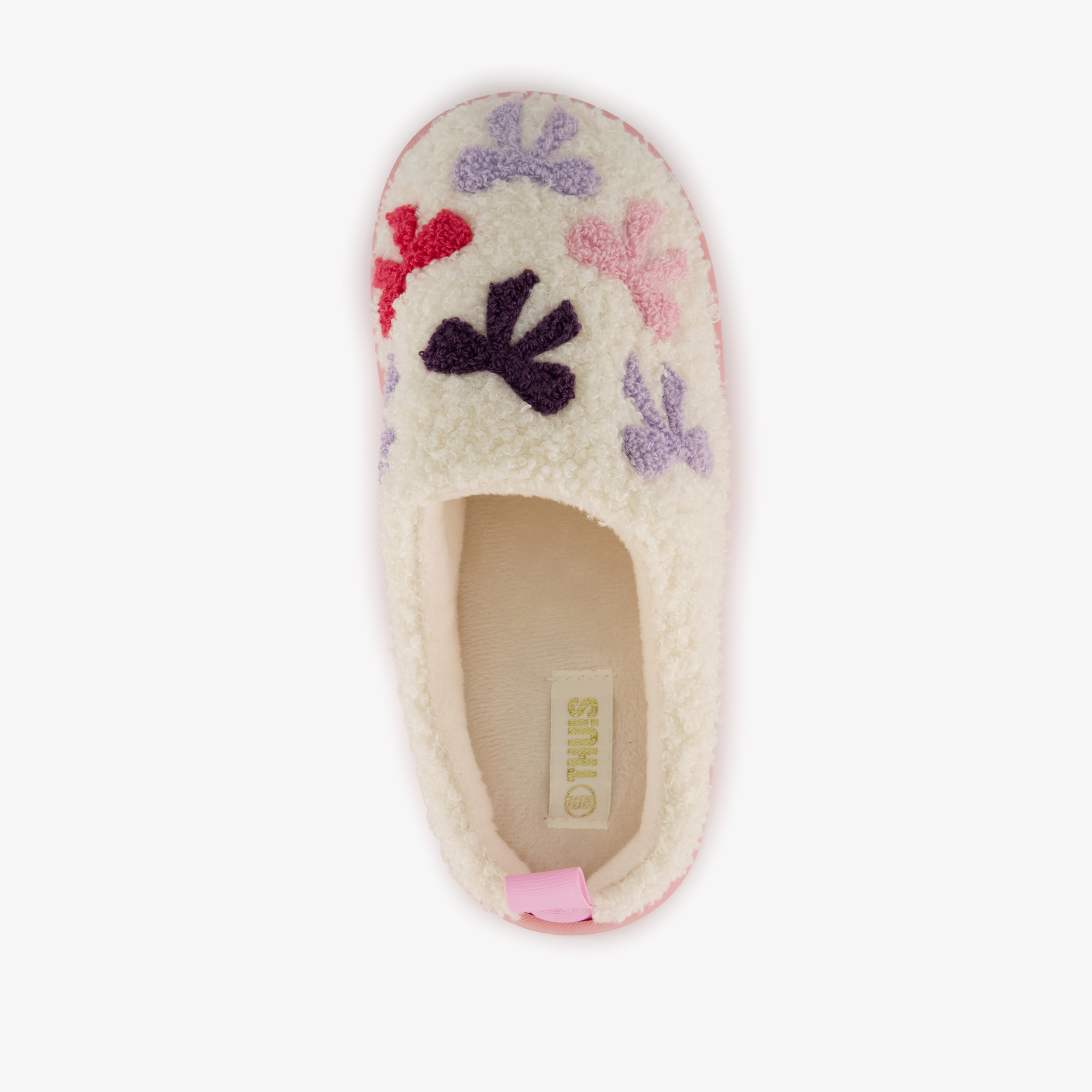 Thu!s meisjes instap pantoffels met strikjes crème roze – foto 4