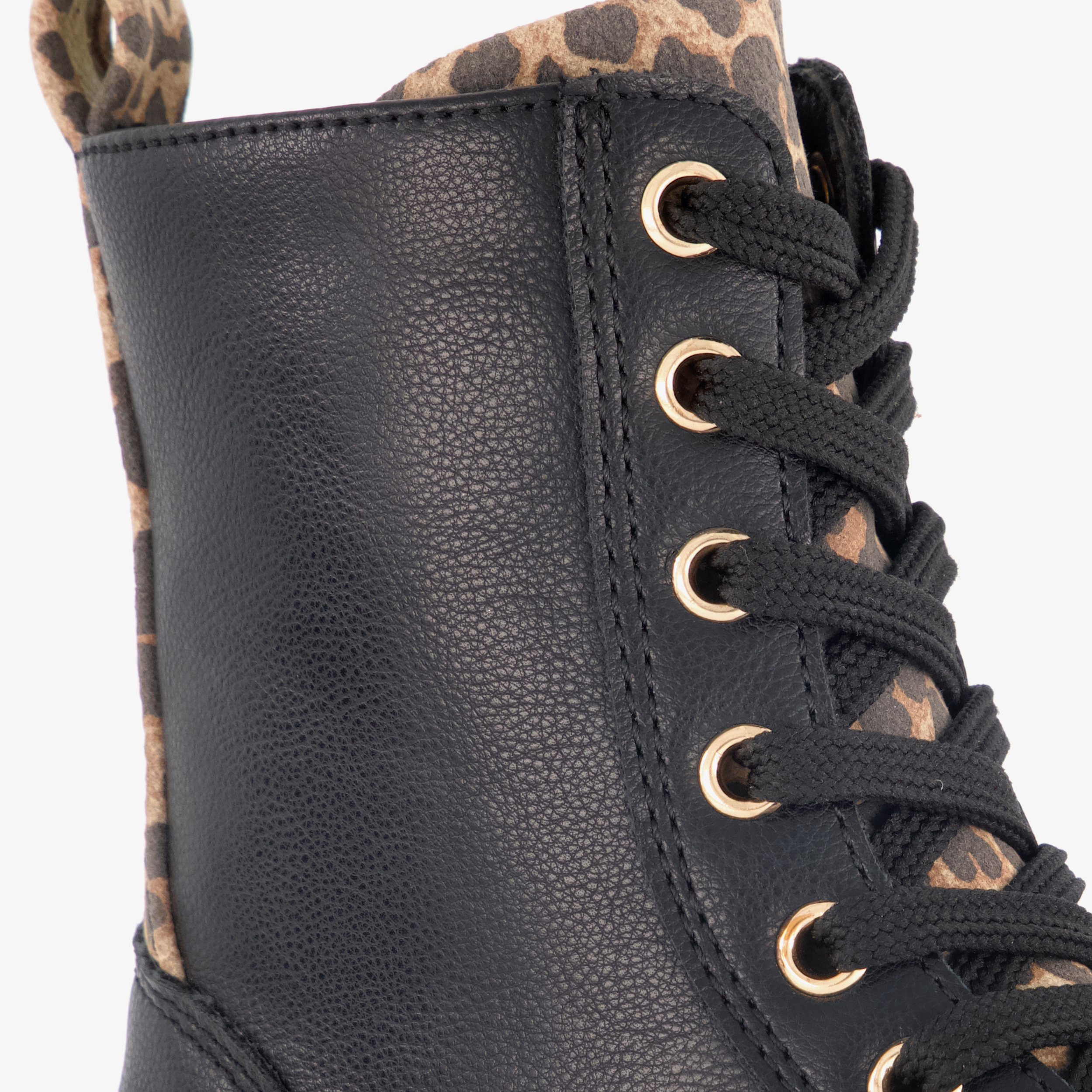 Blue Box meisjes veterboots met luipaardprint zwart – foto 5