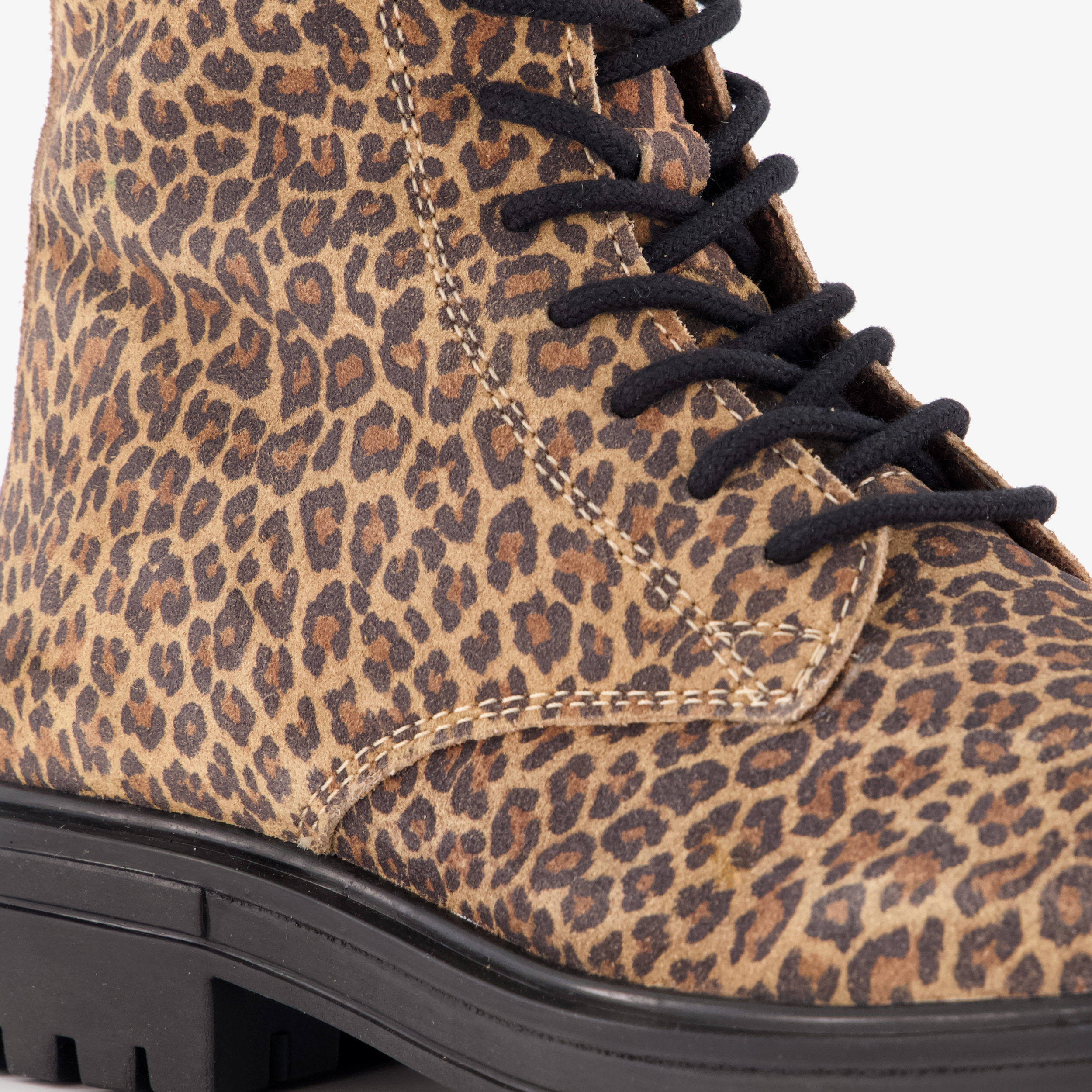 Groot suède meisjes veterboots met luipaardprint – foto 5