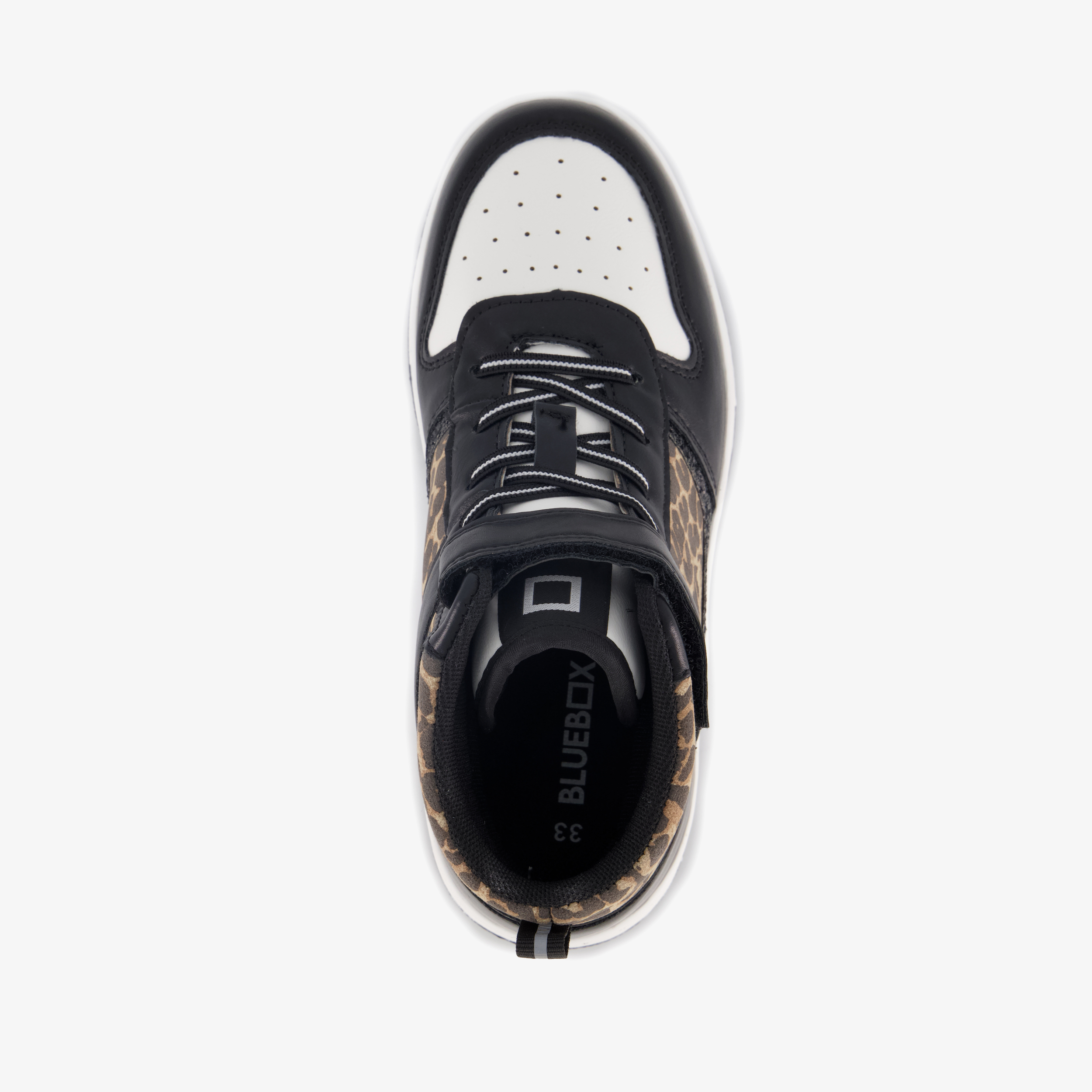 Blue Box hoge meisjes sneakers met panterprint details zwart – foto 4