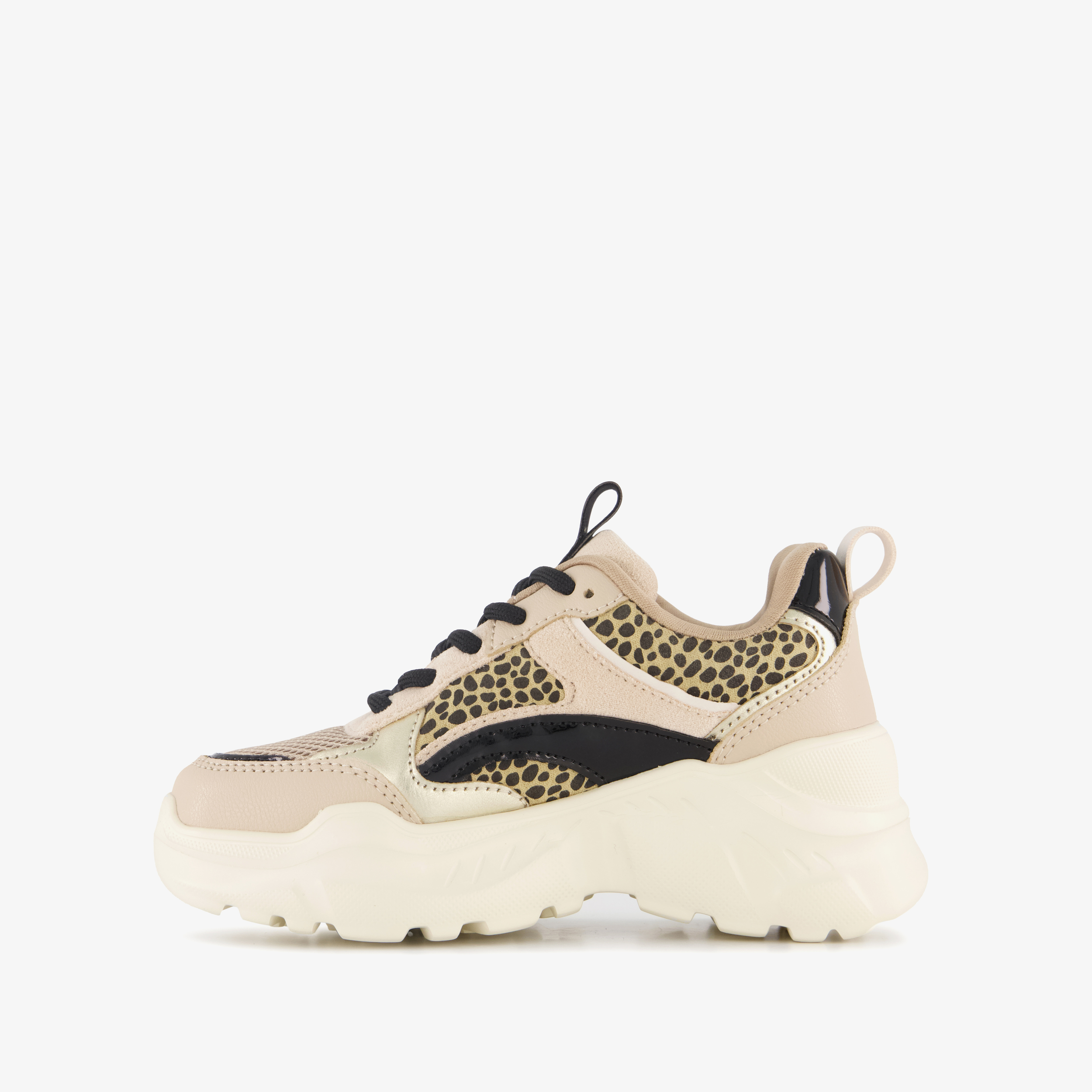Blue Box meisjes dad sneakers met panterprint beige