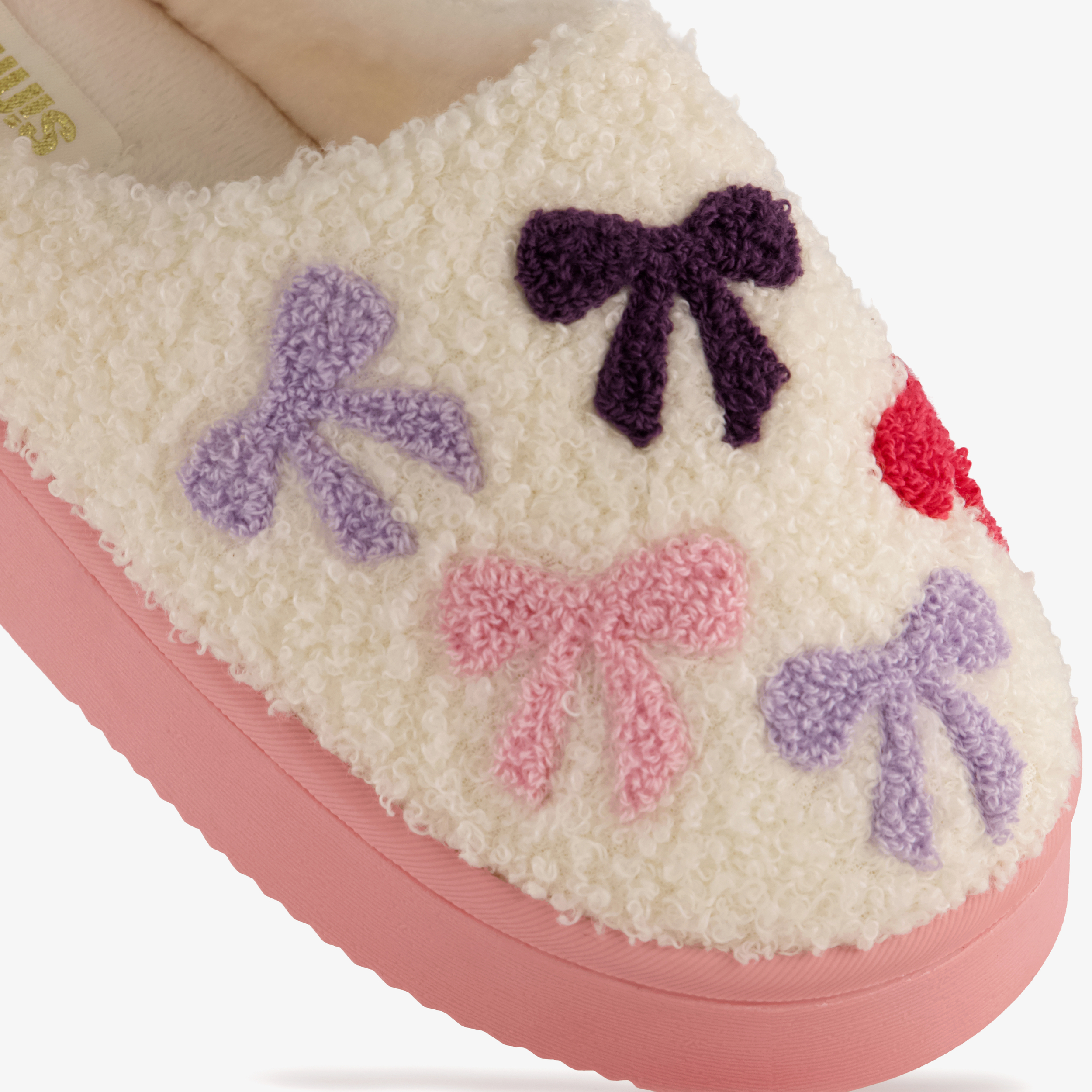Thu!s meisjes instap pantoffels met strikjes crème roze – foto 5