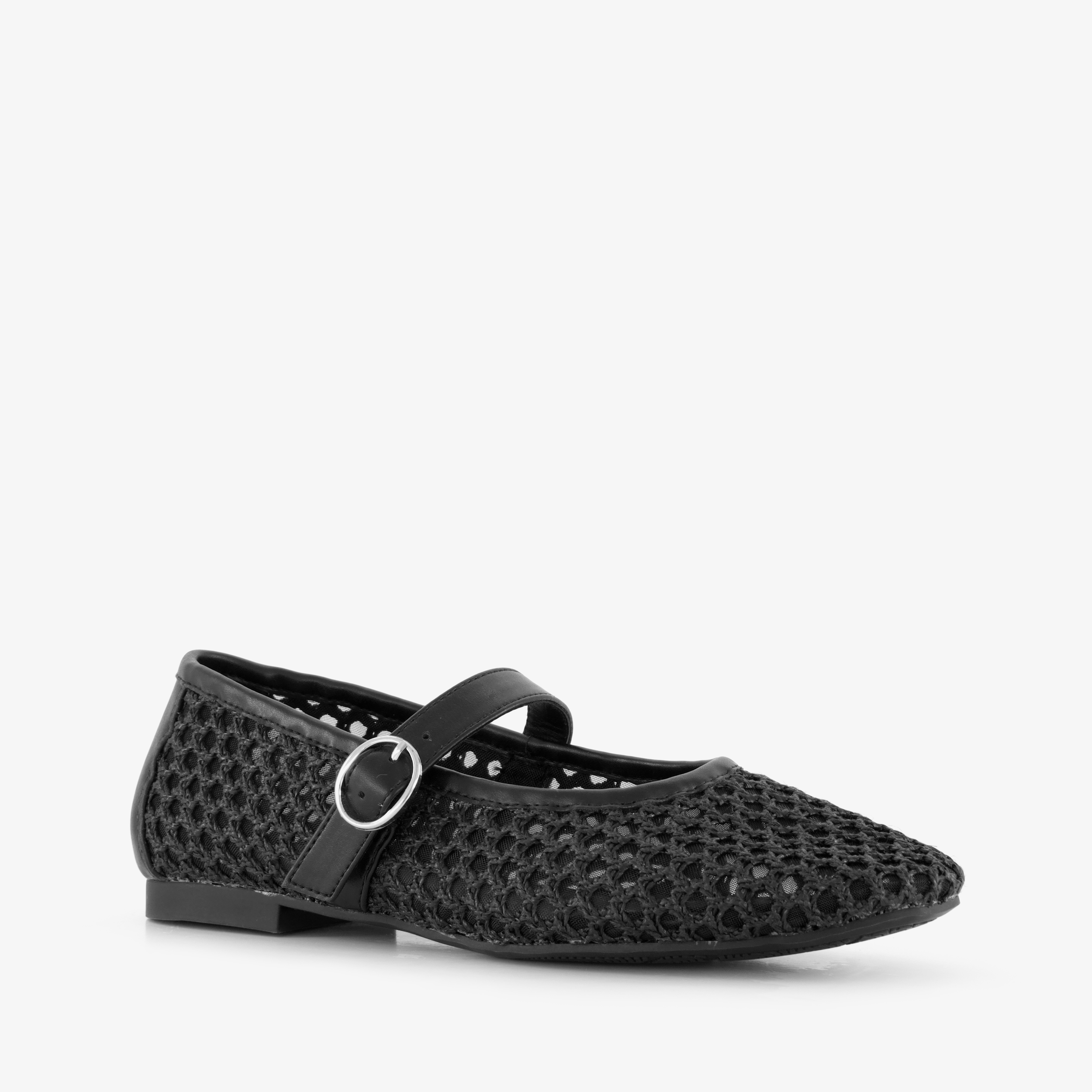 Blue Box dames mesh ballerina's zwart