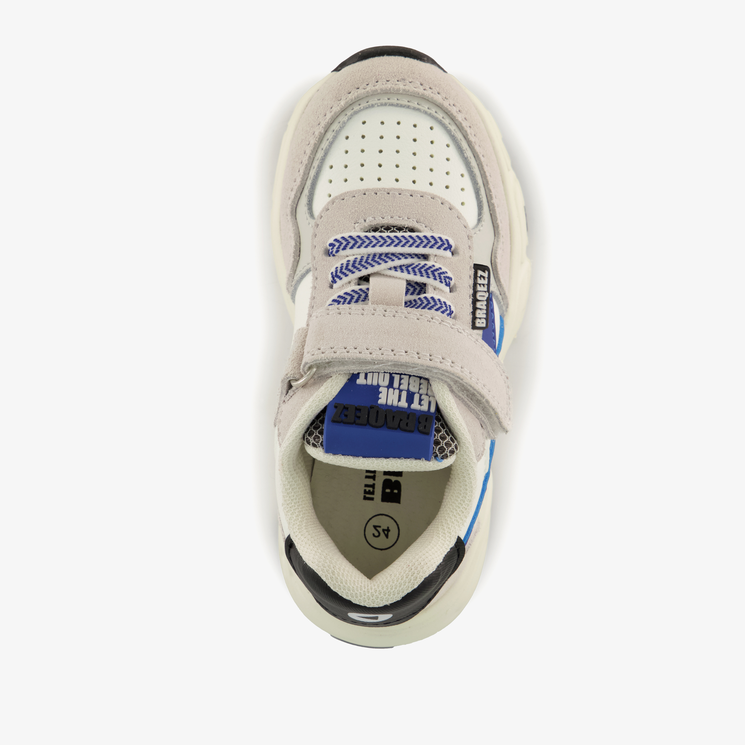 Braqeez leren jongens sneakers grijs blauw – foto 4