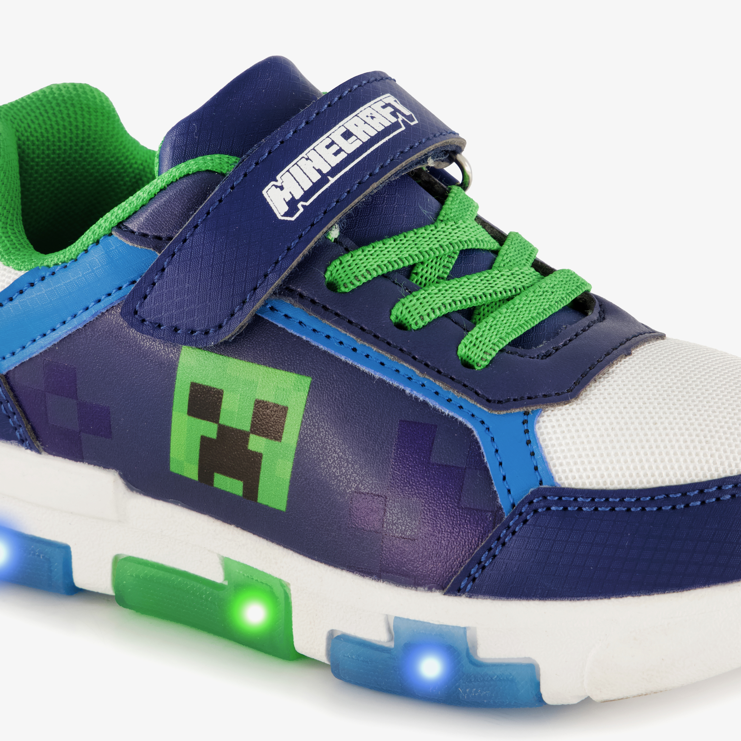 Minecraft jongens sneakers blauw groen met lichtjes – foto 5