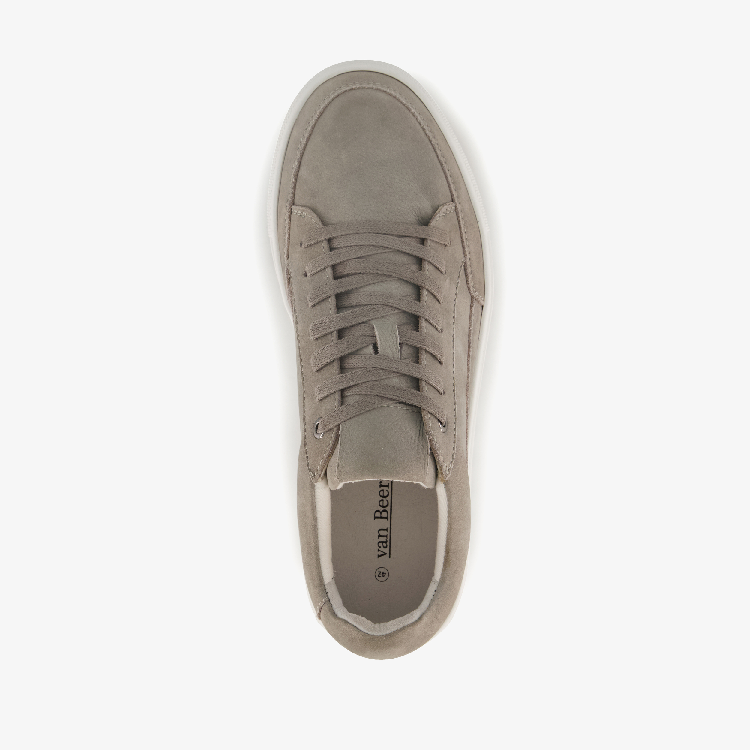 Van Beers leren heren sneakers grijs – foto 4