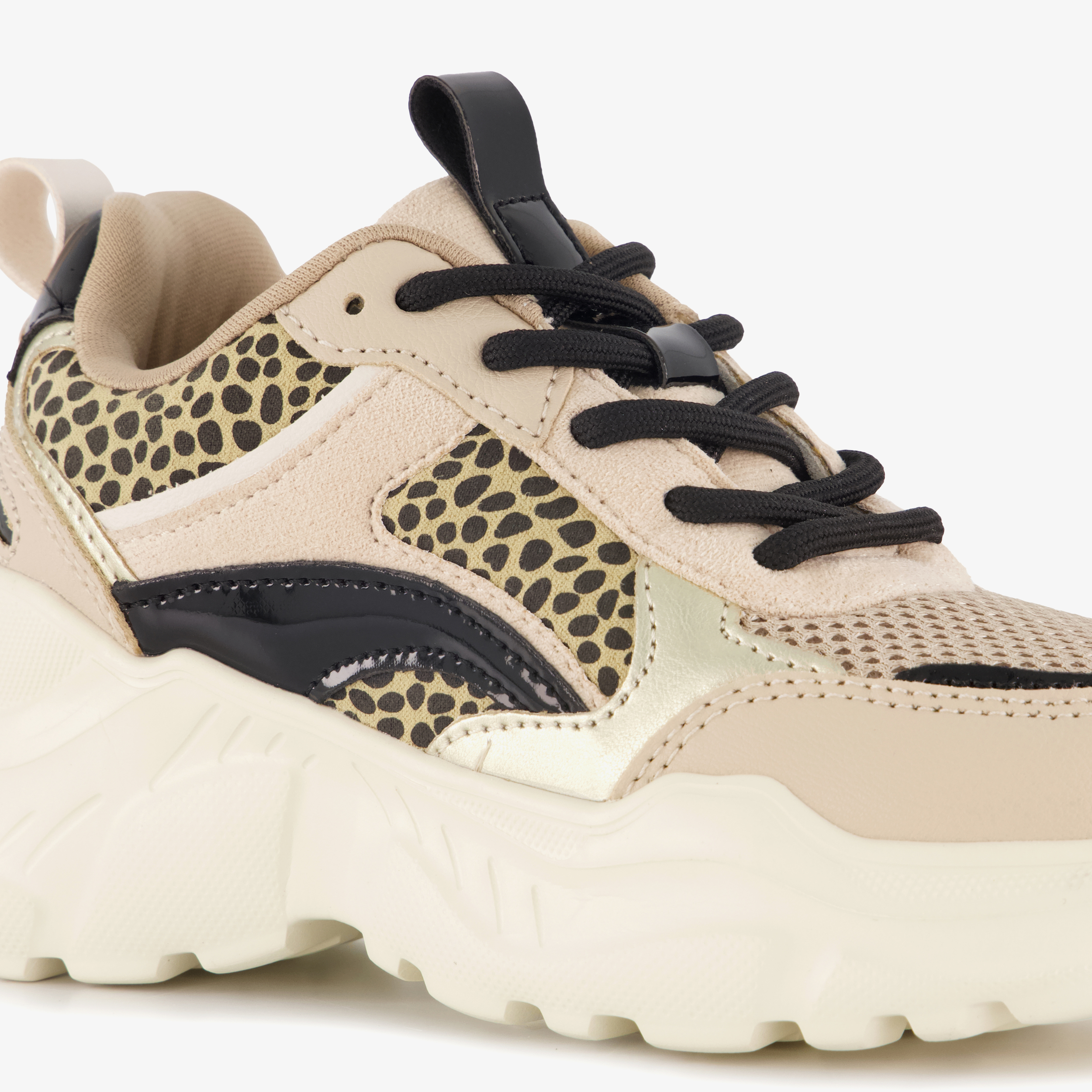 Blue Box meisjes dad sneakers met panterprint beige – foto 5