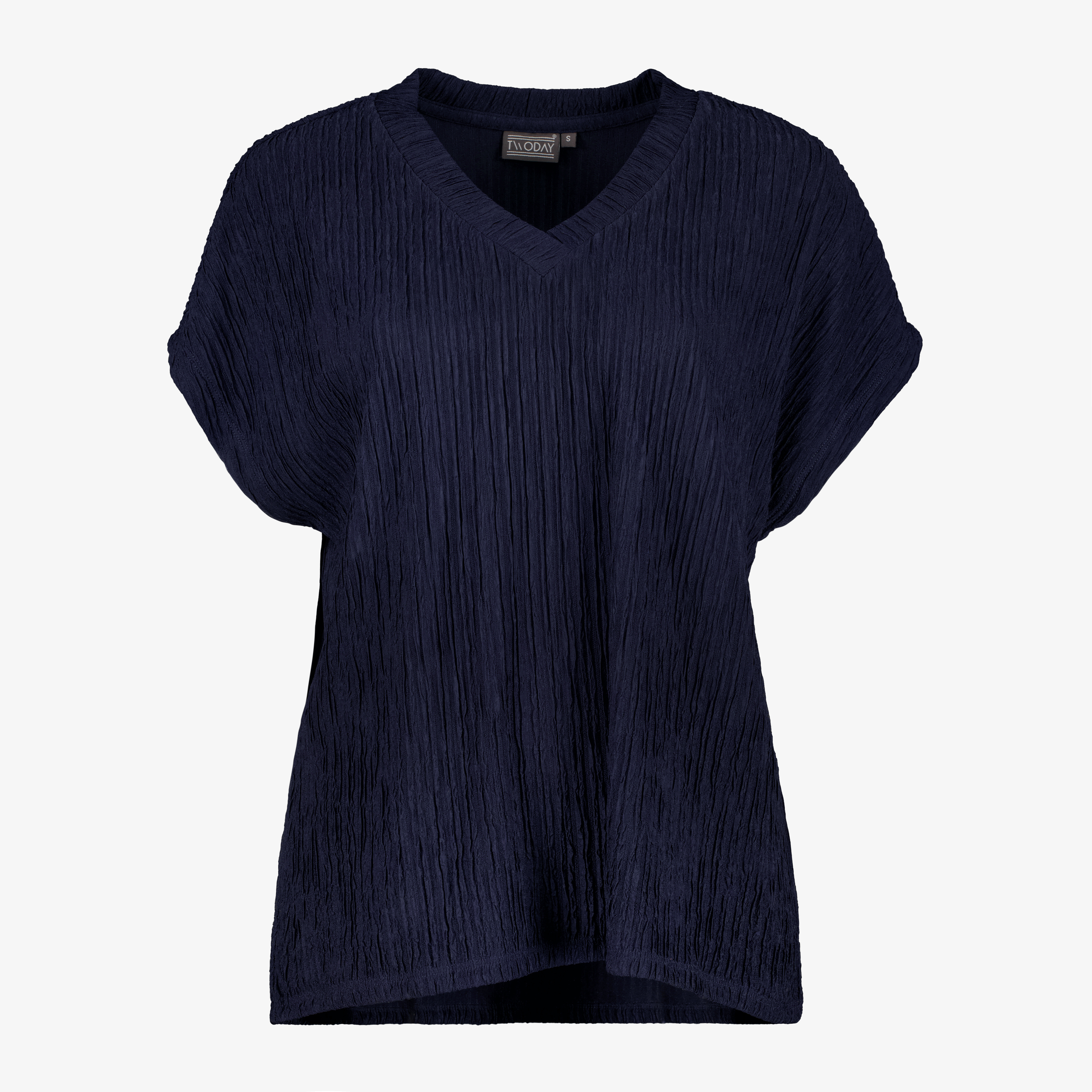TwoDay dames plissé top donkerblauw t-shirts & tops