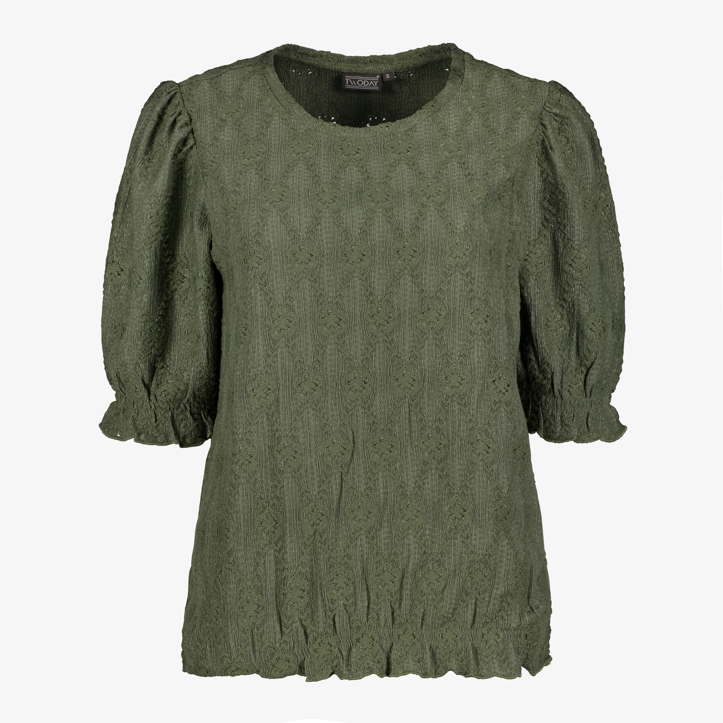 TwoDay dames top met pofmouwen groen t-shirts & tops