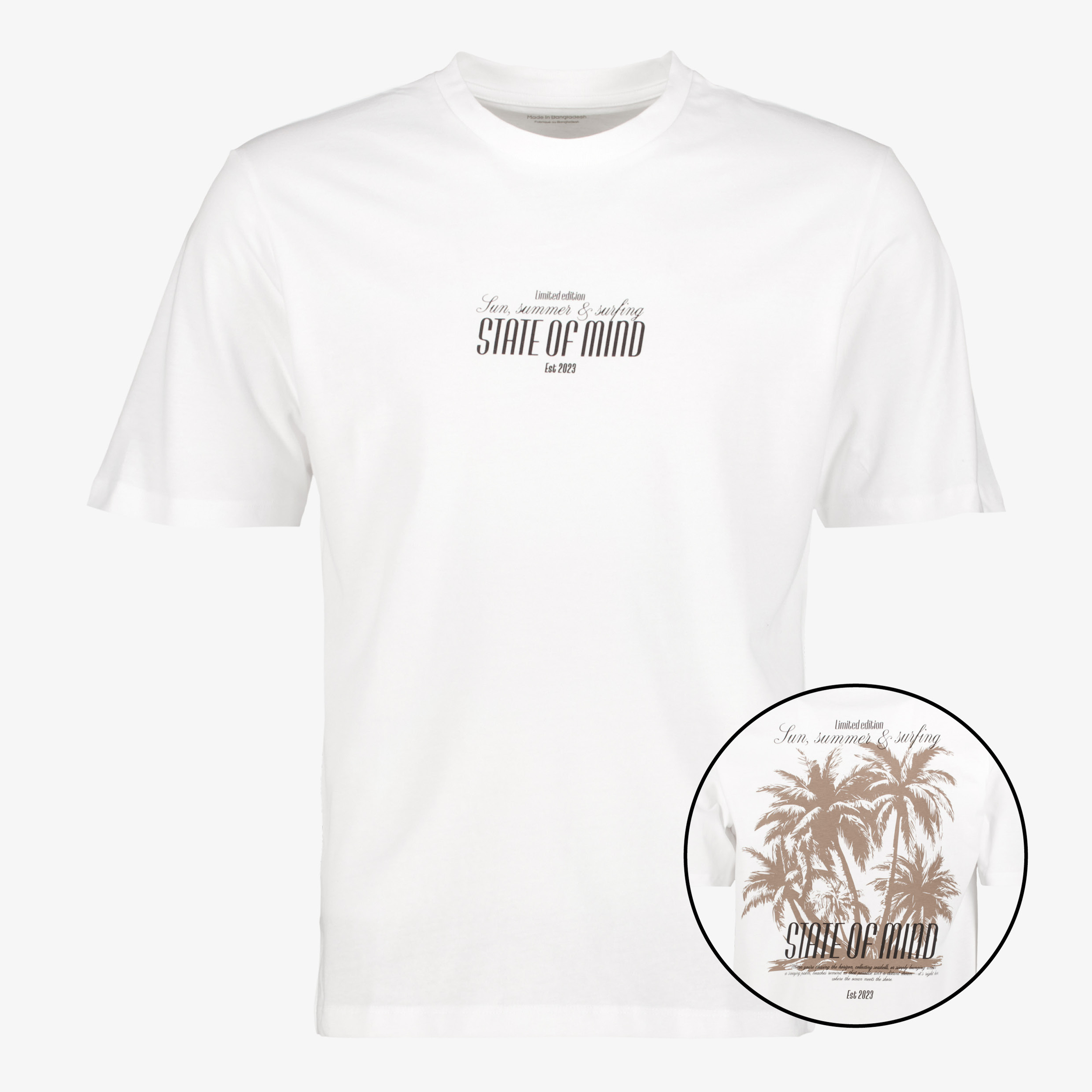 JJ REBEL heren T-shirt met backprint wit t-shirts & tops