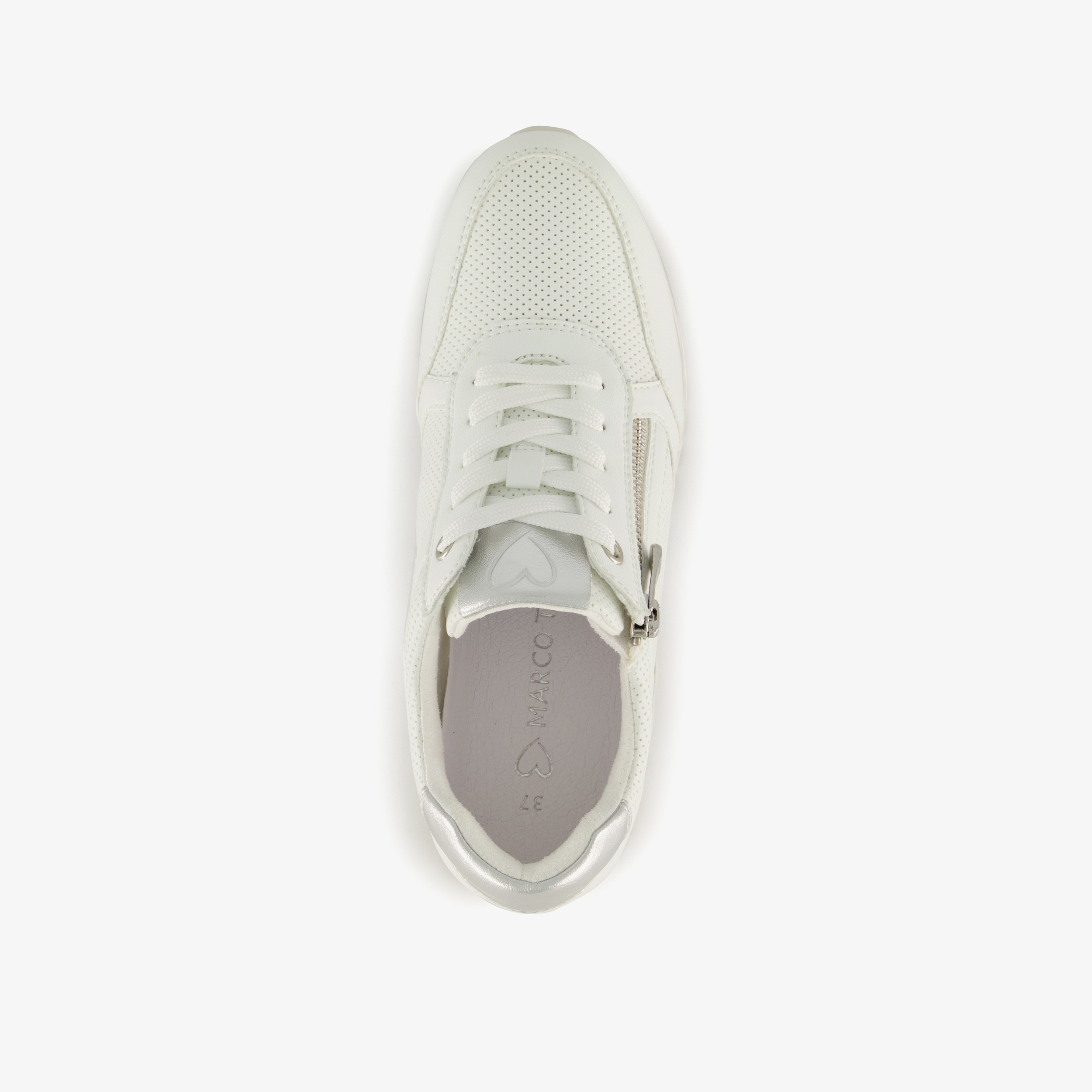 Marco Tozzi dames sneakers met rits en veter wit – foto 4