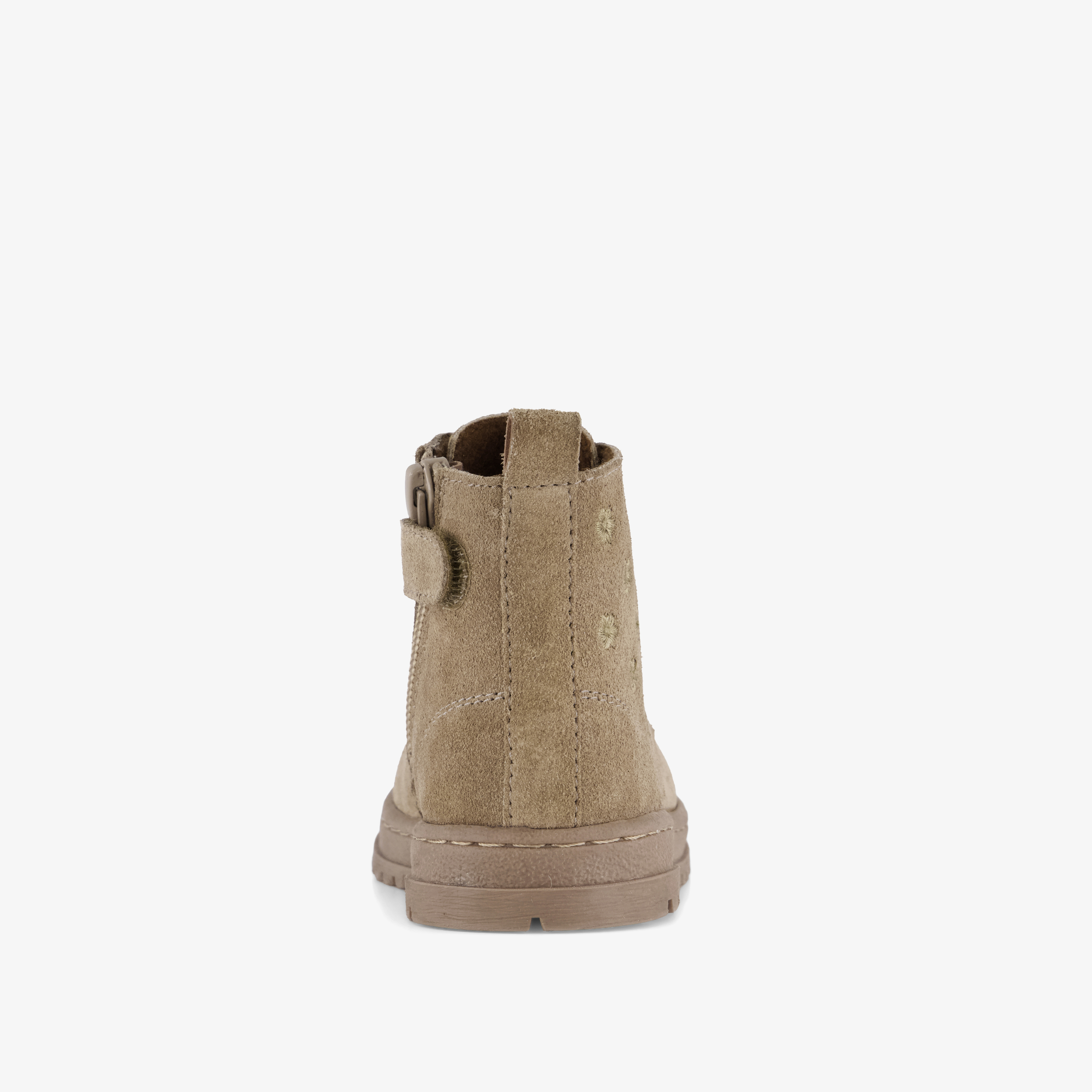 Groot suède meisjes veterboots met bloemetjes taupe – foto 2