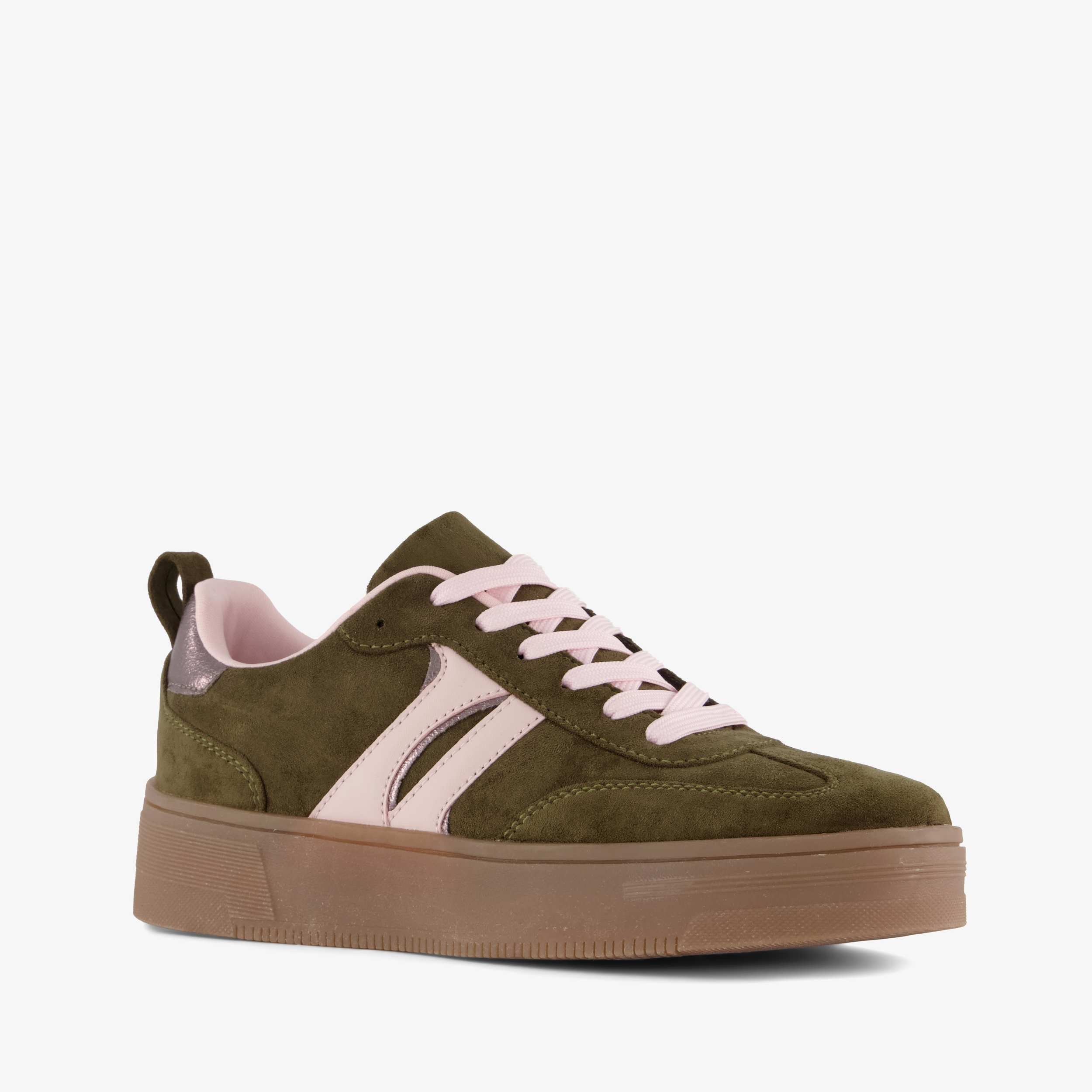 Blue Box dames sneakers donkergroen roze