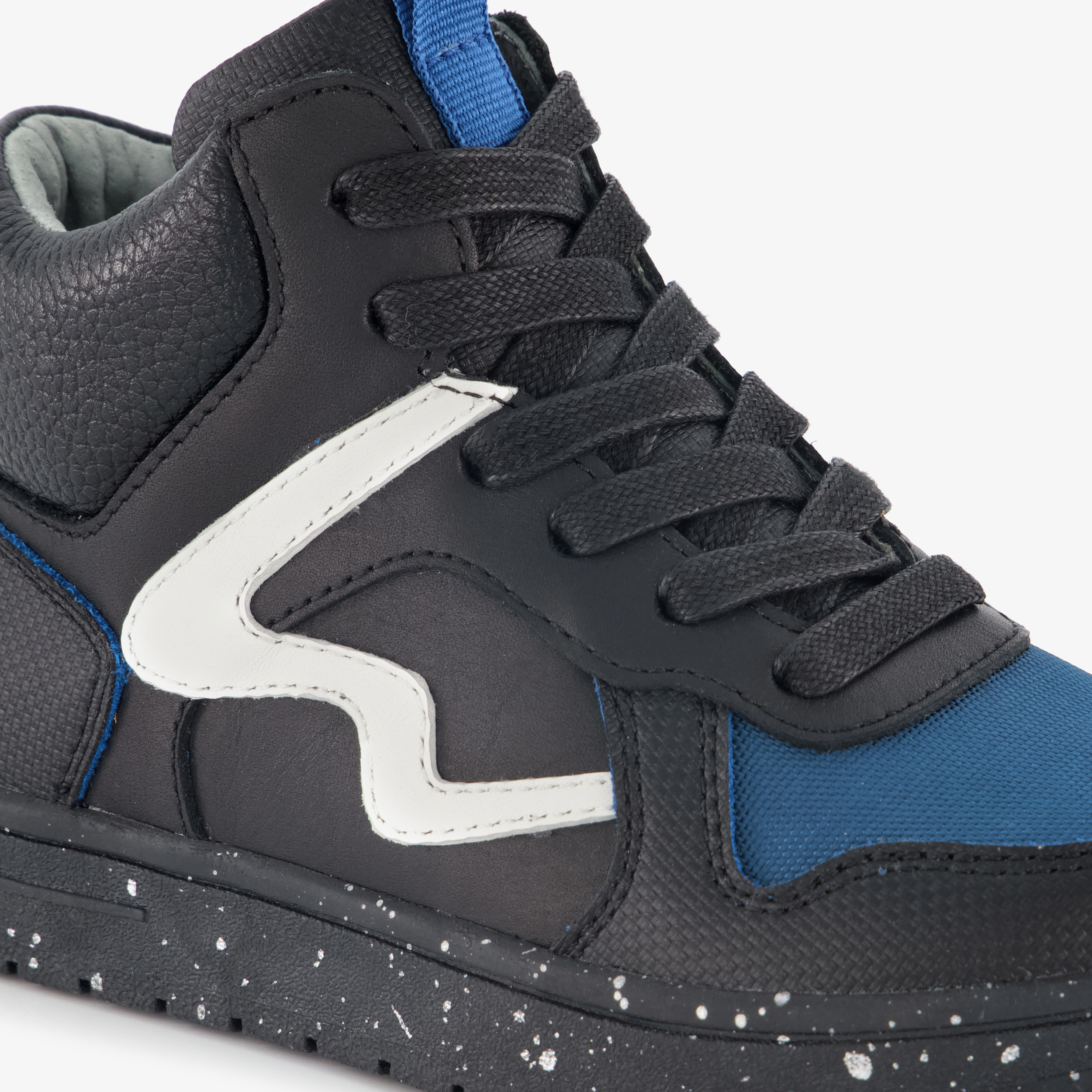 Stap leren hoge jongens sneakers zwart blauw – foto 5