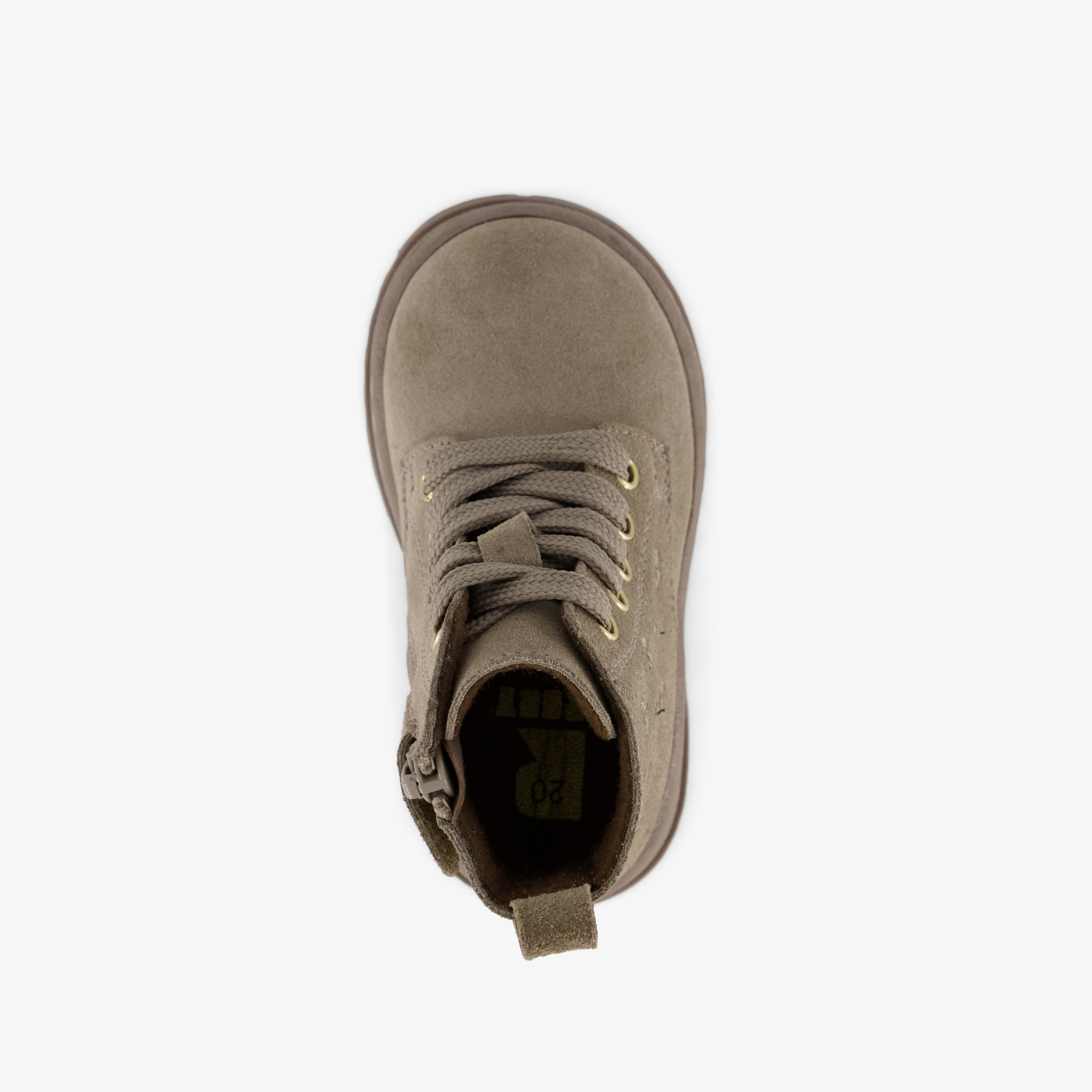 Groot suède meisjes veterboots met bloemetjes taupe – foto 4
