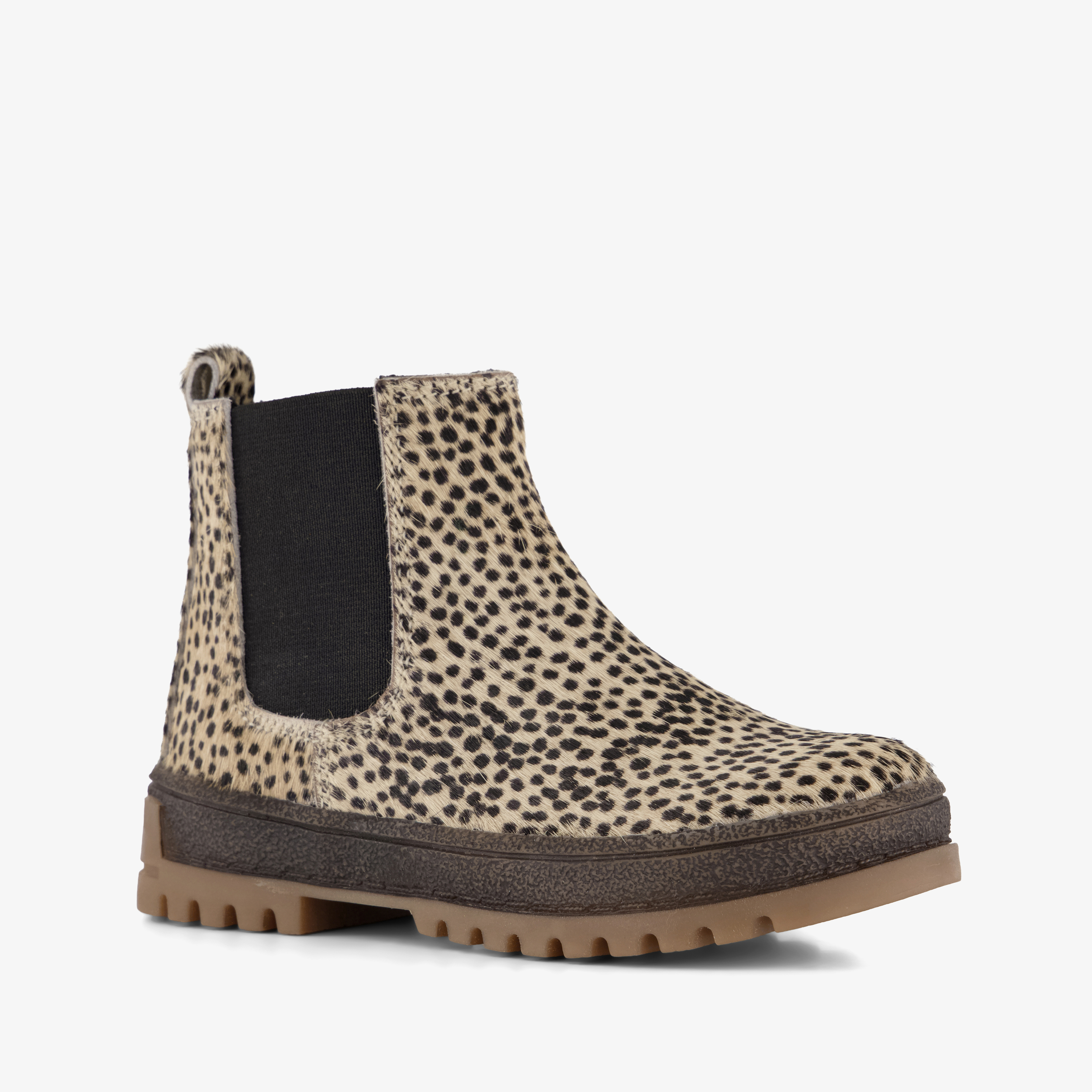 Groot suède meisjes Chelsea boots met panterprint
