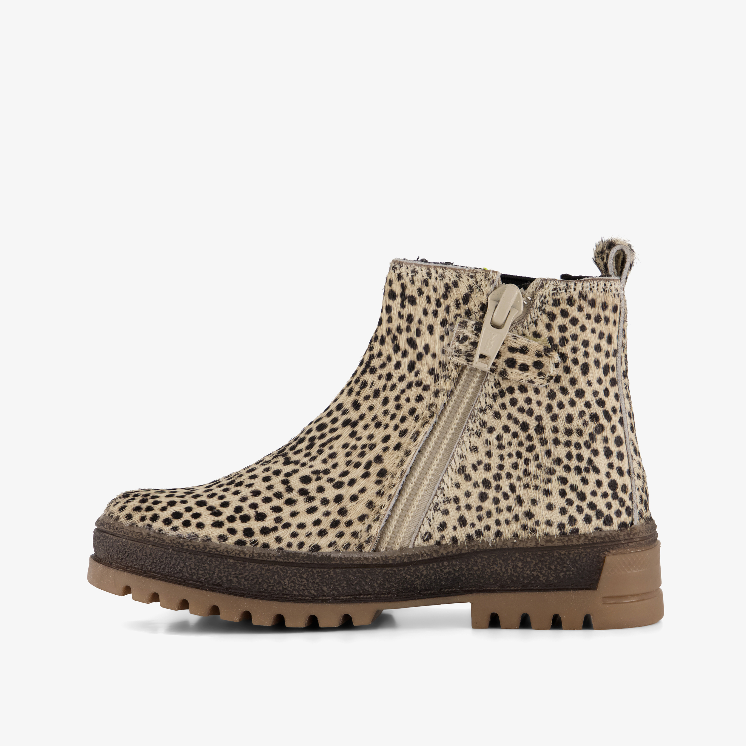 Groot suède meisjes Chelsea boots met panterprint