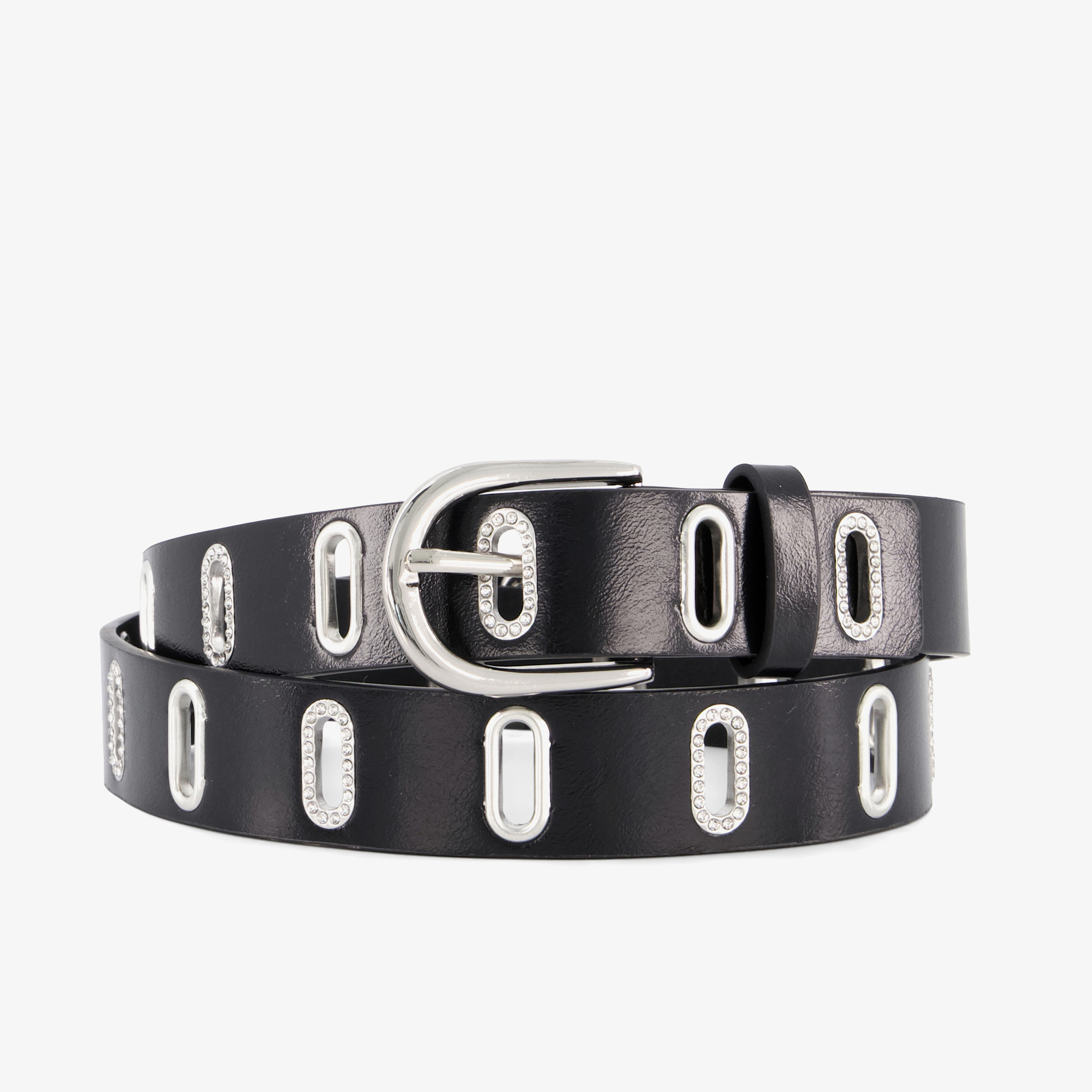 Dames riem zwart zilver