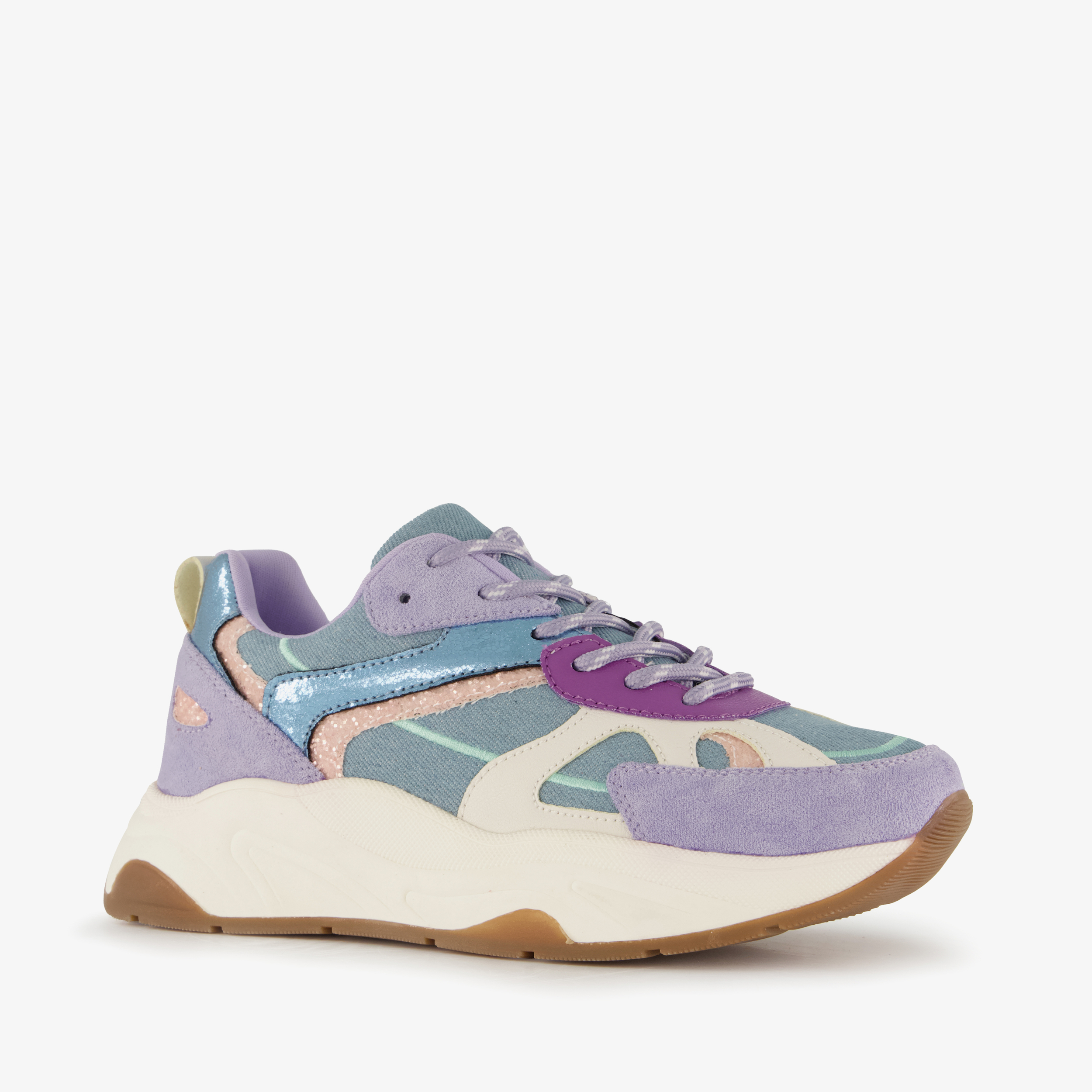 Blue Box dames dad sneakers denim lila