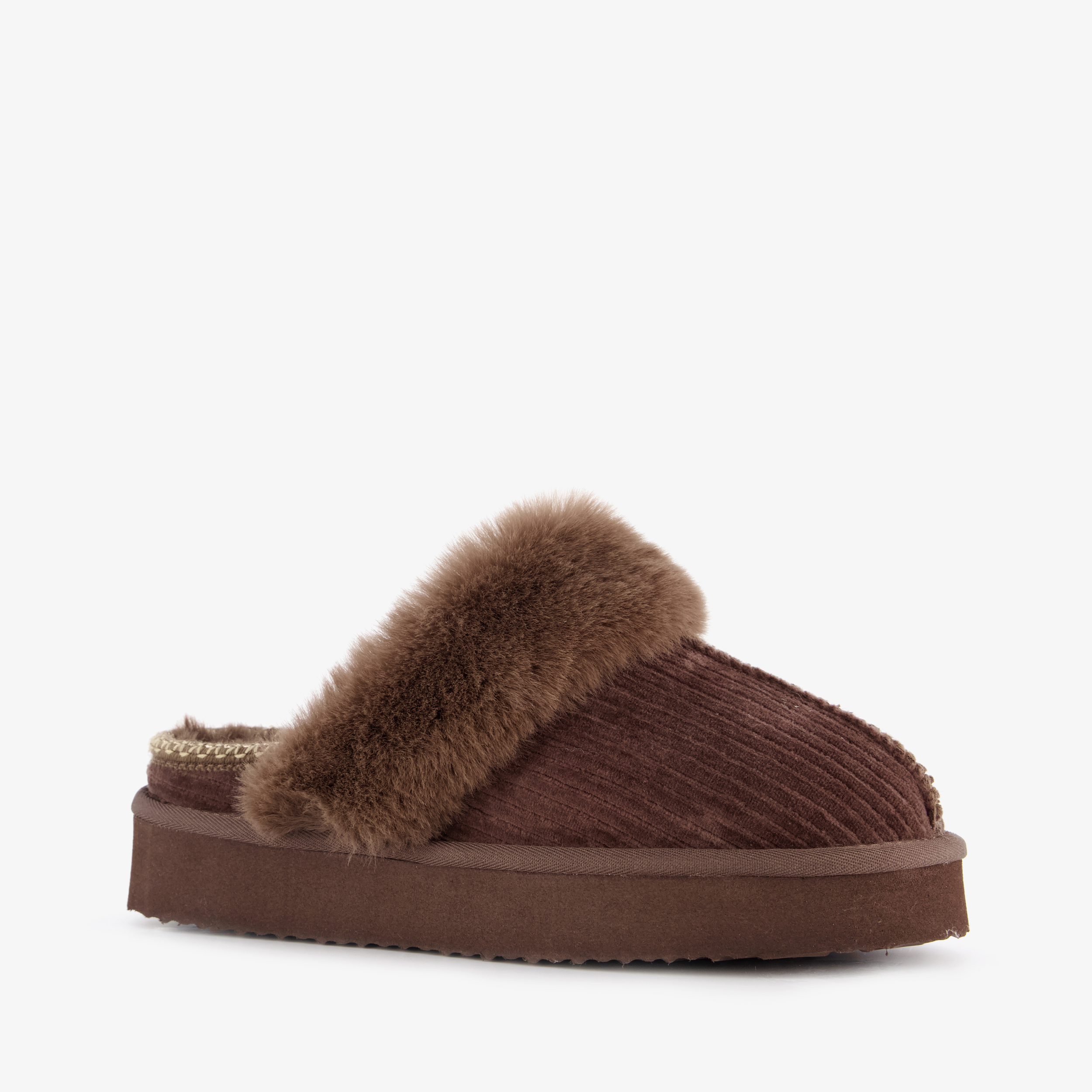 Thu!s gevoerde dames instap pantoffels choco bruin