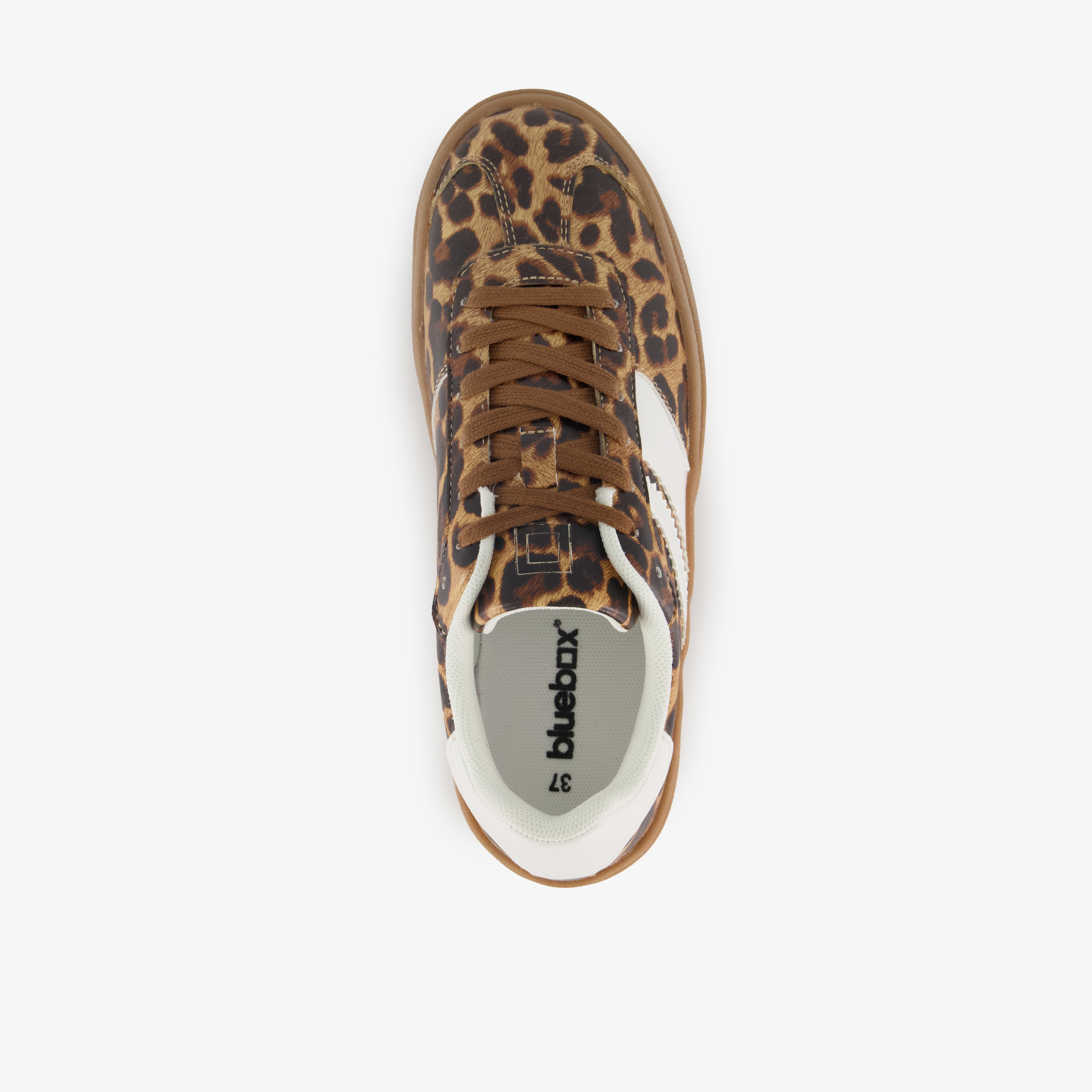 Blue Box dames sneakers met plateauzool en panterprint bruin – foto 4