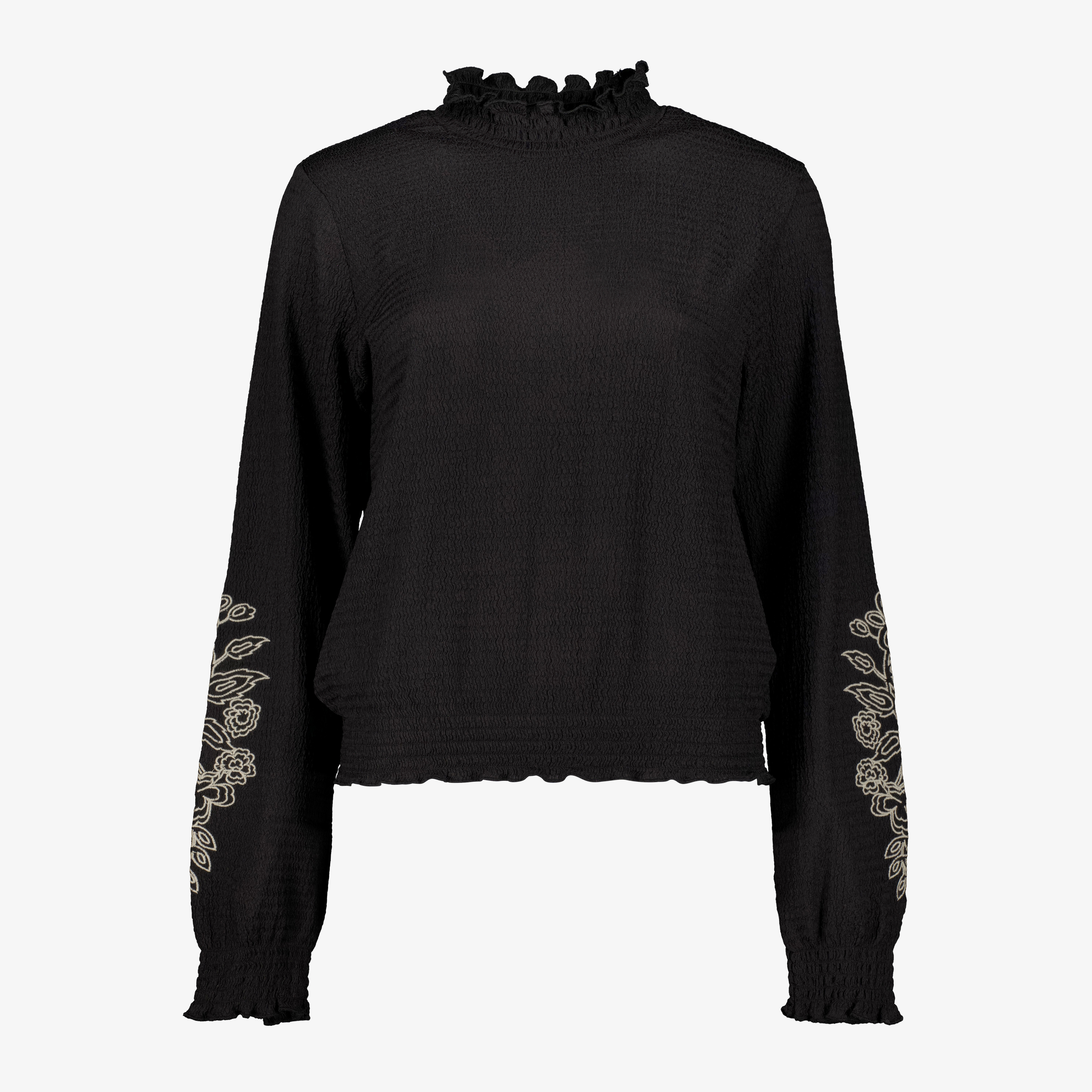 TwoDay dames blouse met geboorde bloemen zwart t-shirts & tops
