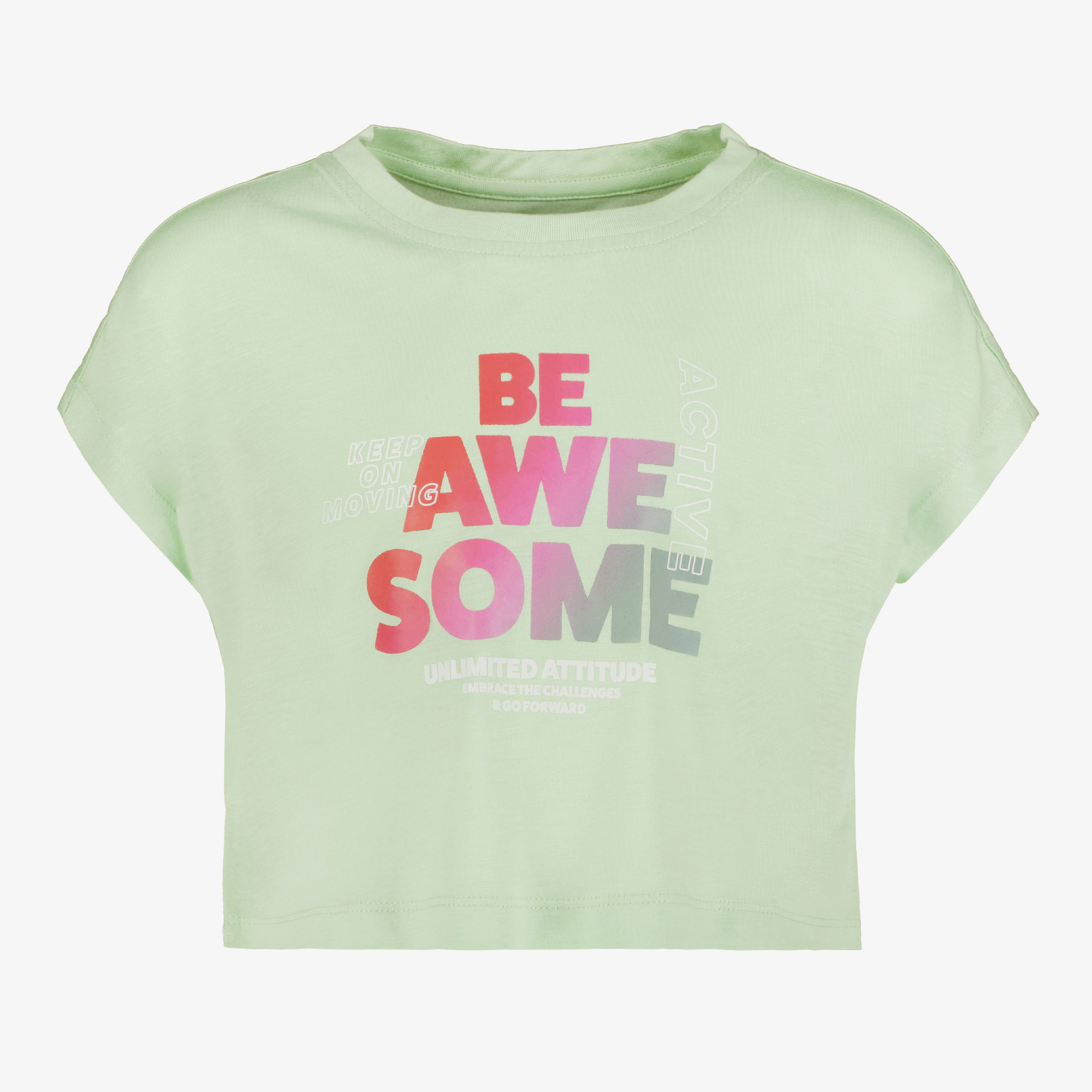 Osaga cropped meisjes sport T-shirt met opdruk groen