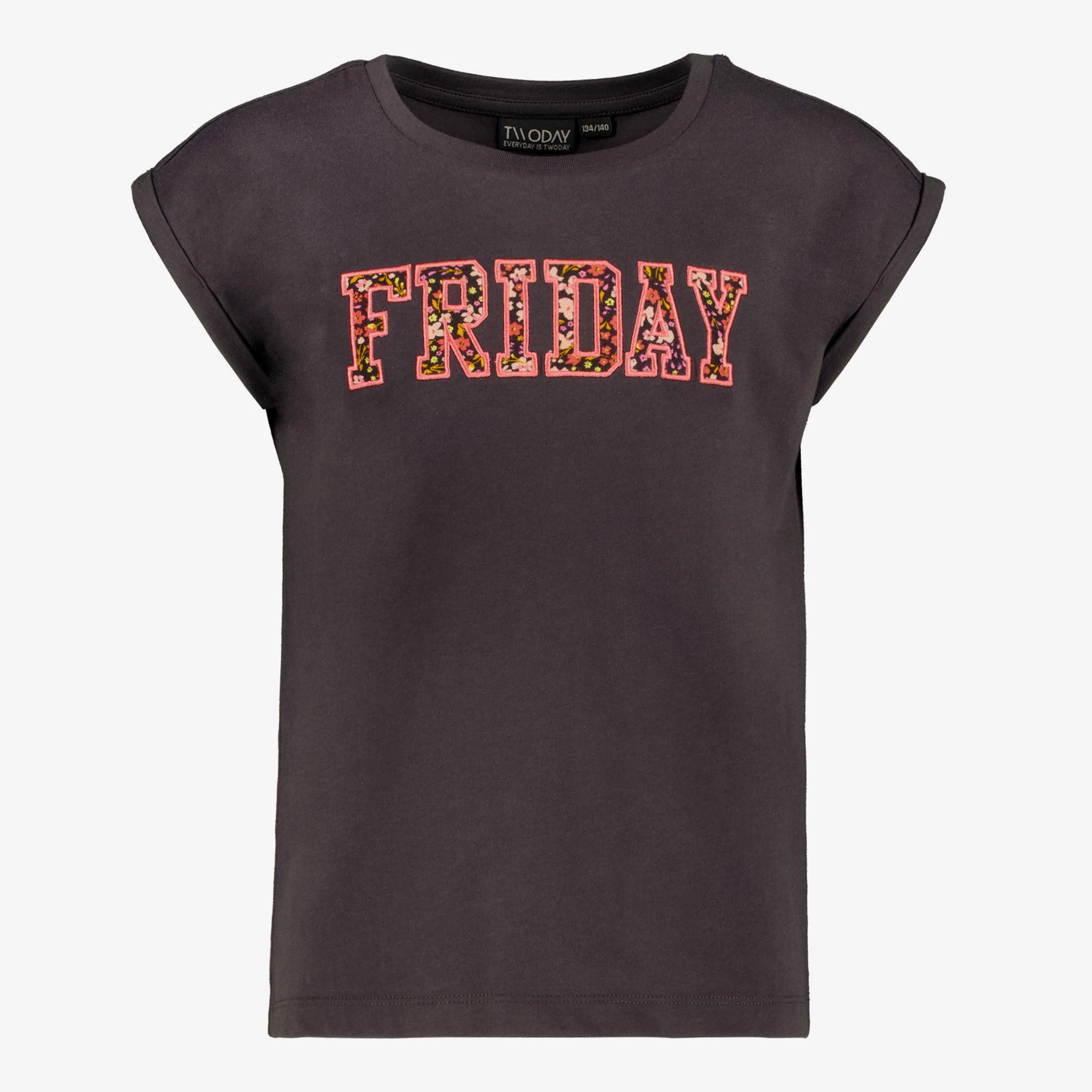 TwoDay meisjes T-shirt met tekstopdruk zwart