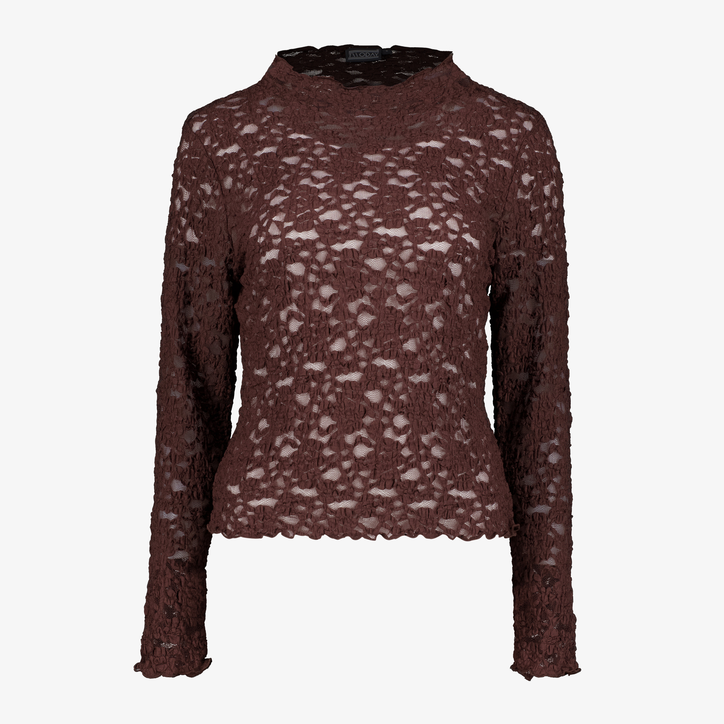 TwoDay kanten dames top bruin t-shirts & tops