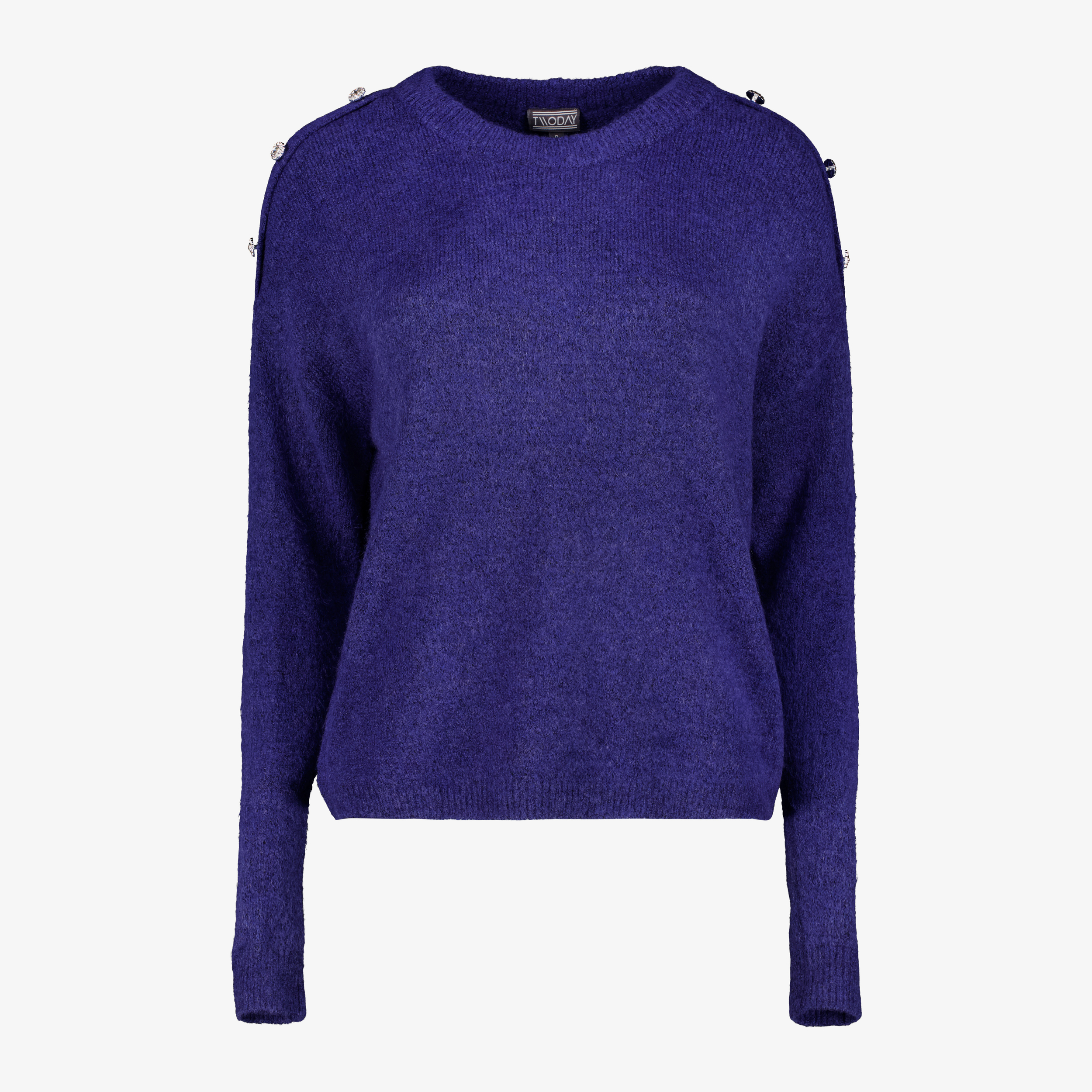 TwoDay dames trui met decoratieve knopen blauw truien & vesten