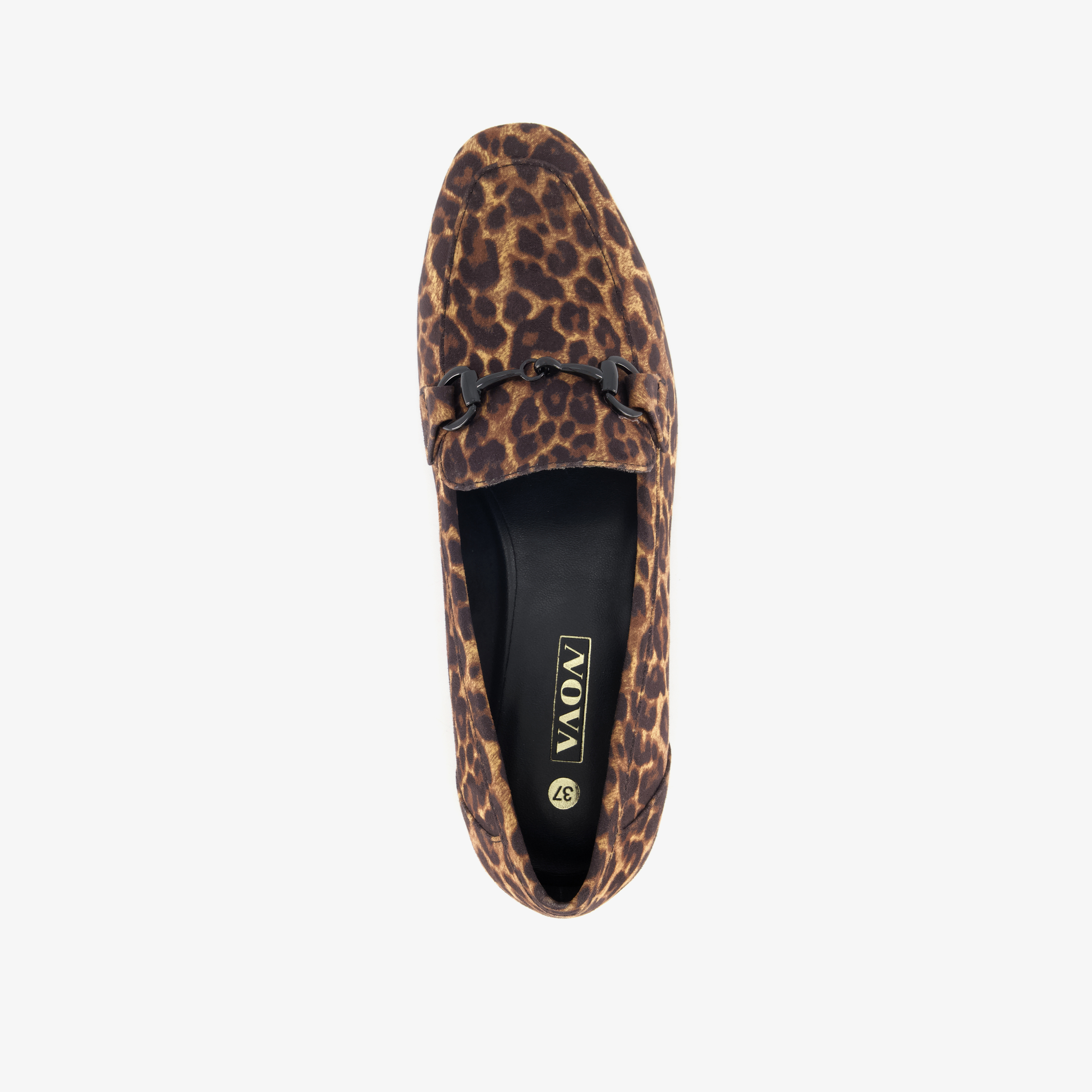 Nova dames loafers met gesp en panterprint bruin instappers – foto 4