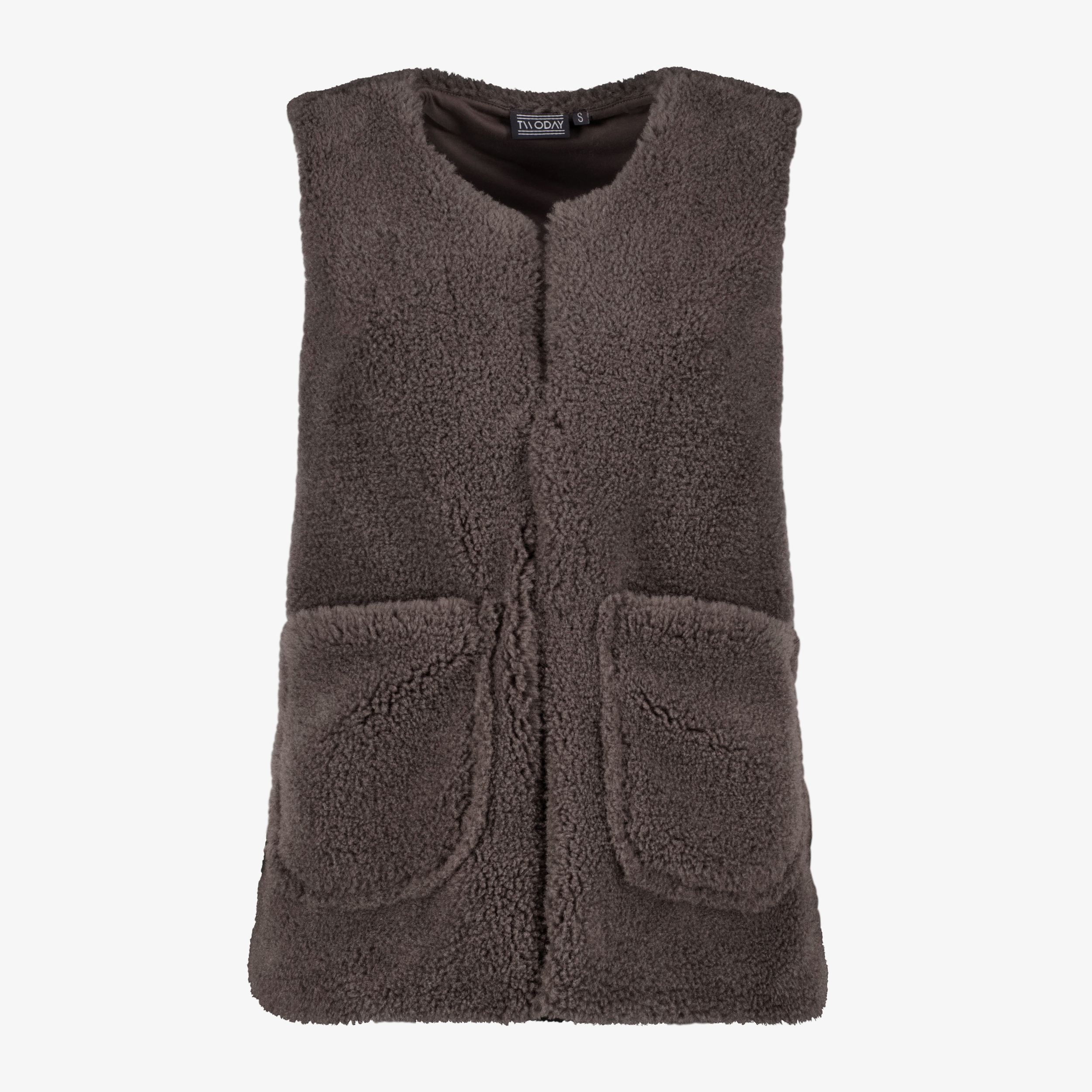 TwoDay dames teddy gilet donkerbruin jassen