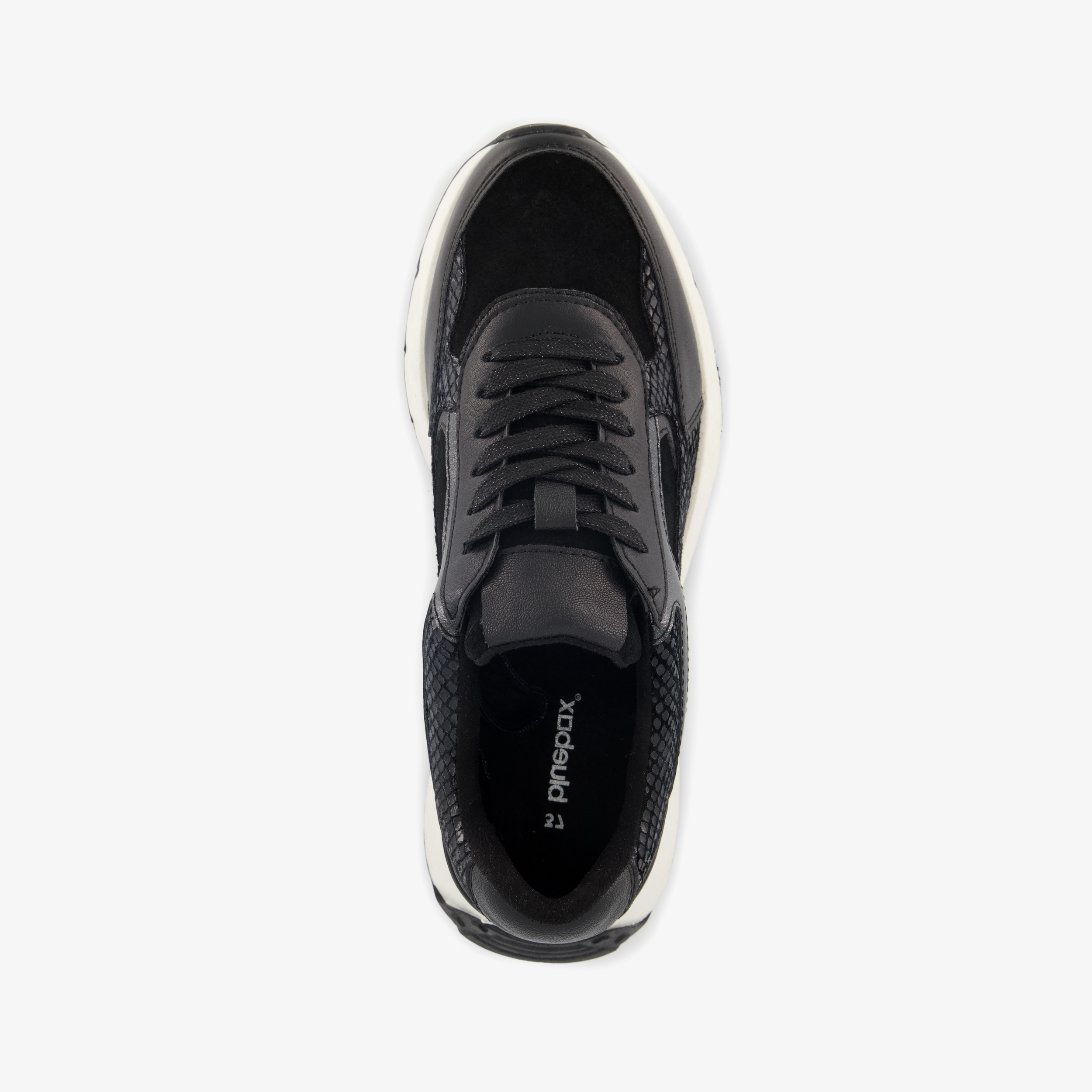 Blue Box dames sneakers met slangenprint details zwart – foto 4