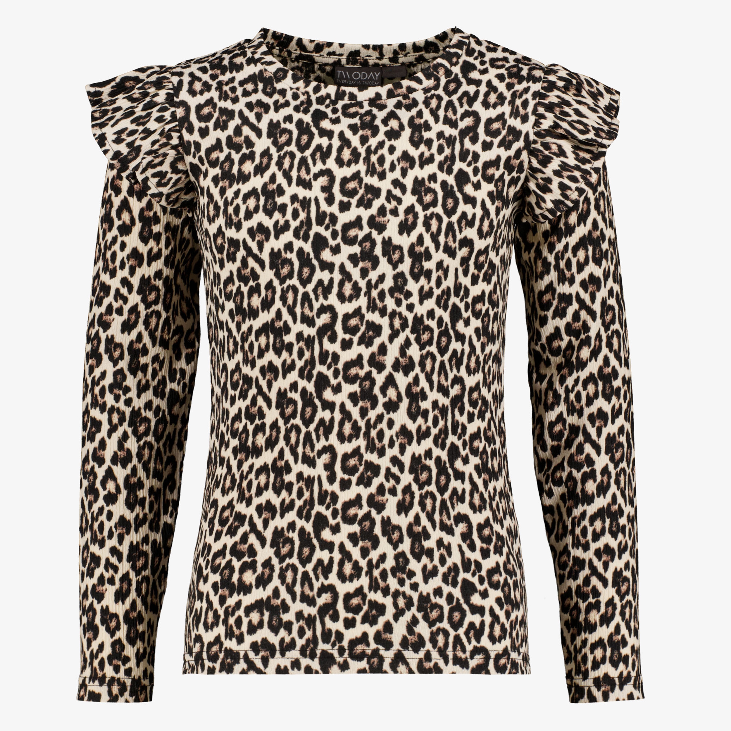 TwoDay meisjes shirt met luipaardprint en ruches