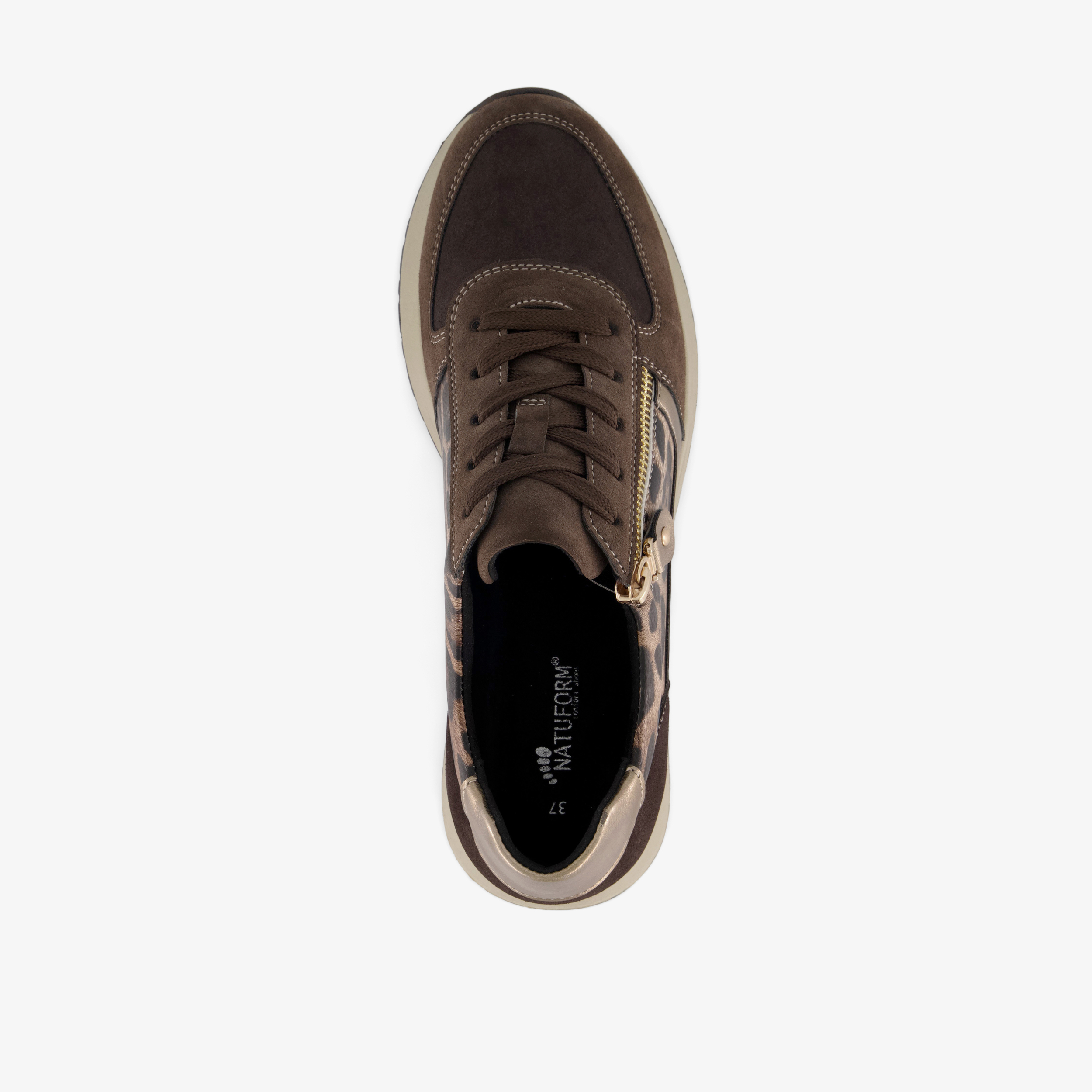 Natuform dames sneakers met panterprint details bruin – foto 4