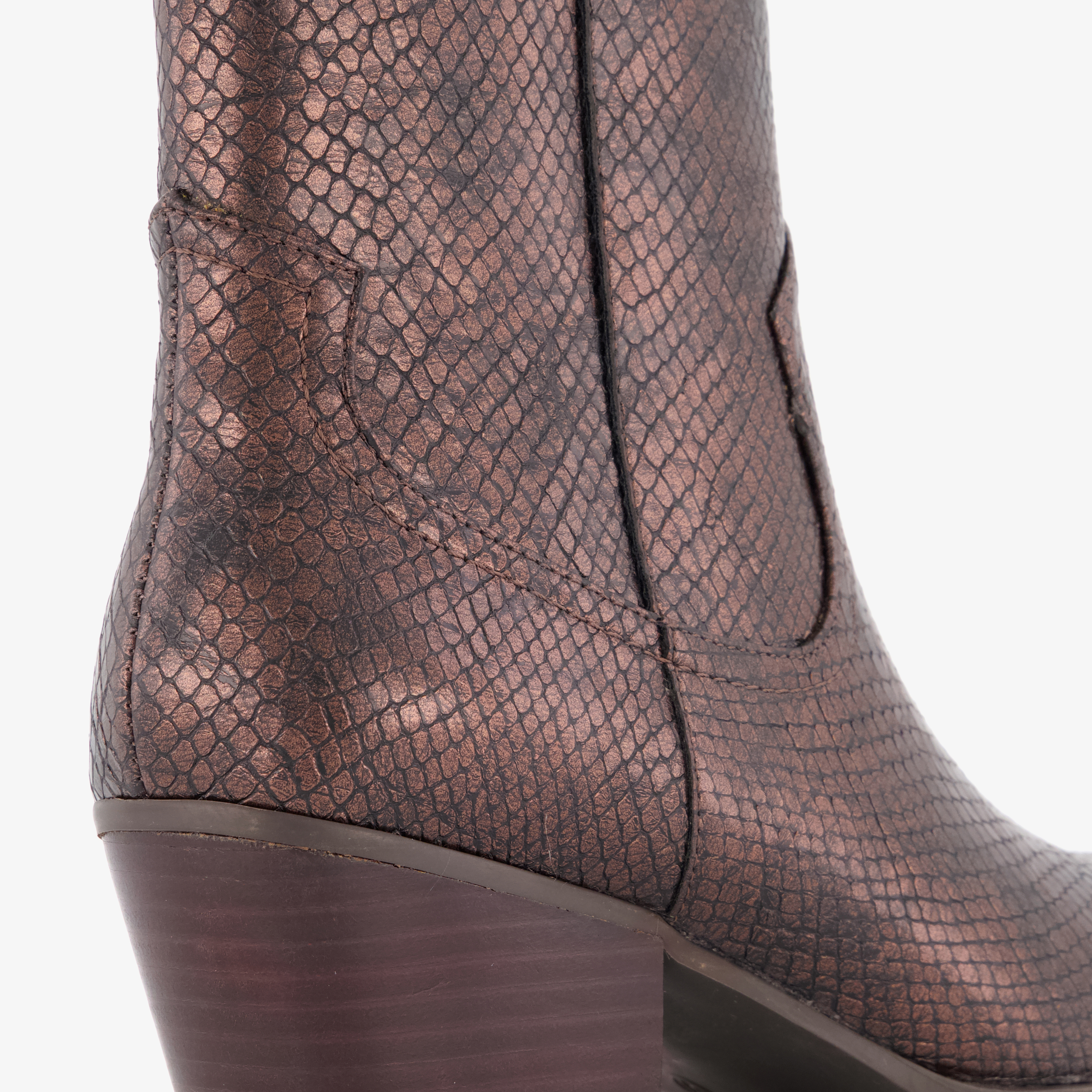 Nova dames cowboylaarsjes met slangenprint bruin enkellaarzen – foto 5