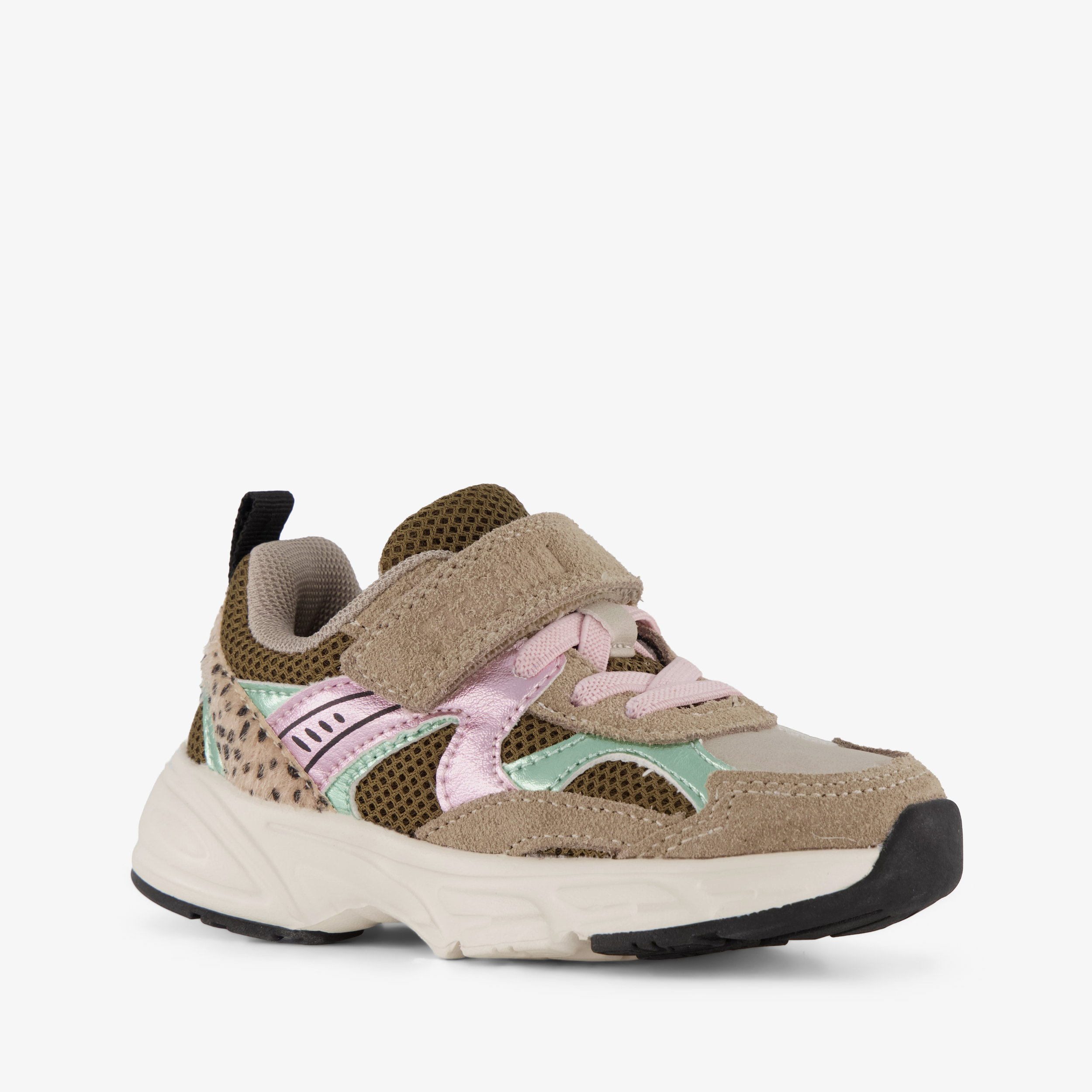 Braqeez suède meisjes sneakers beige