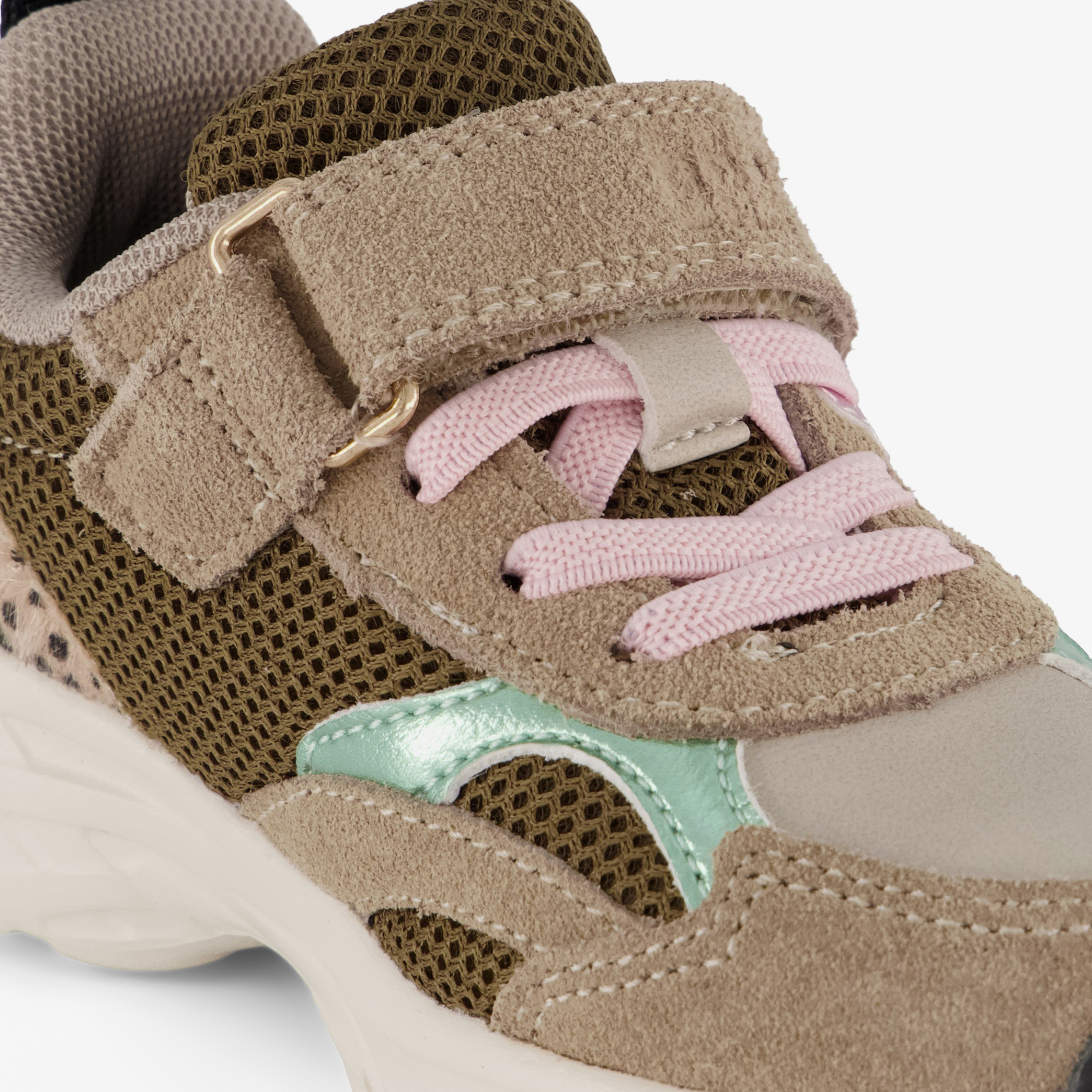 Braqeez suède meisjes sneakers beige – foto 5