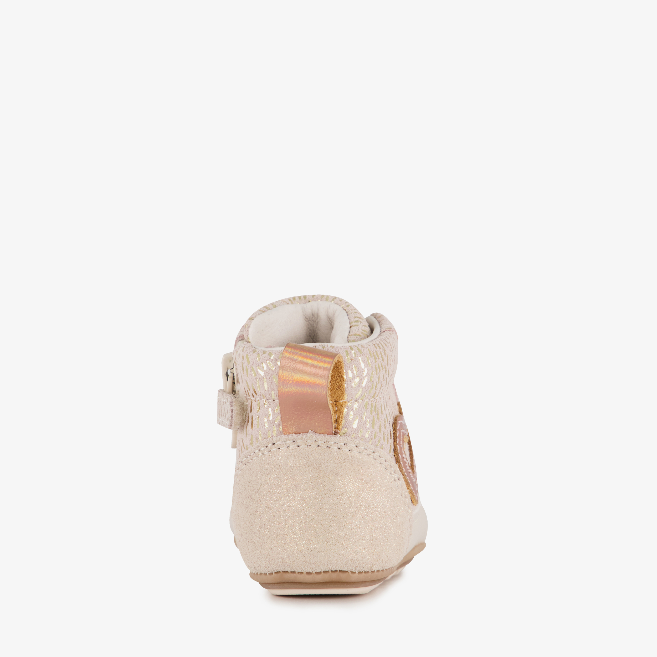 Groot leren babyschoenen beige goud meisjes – foto 2