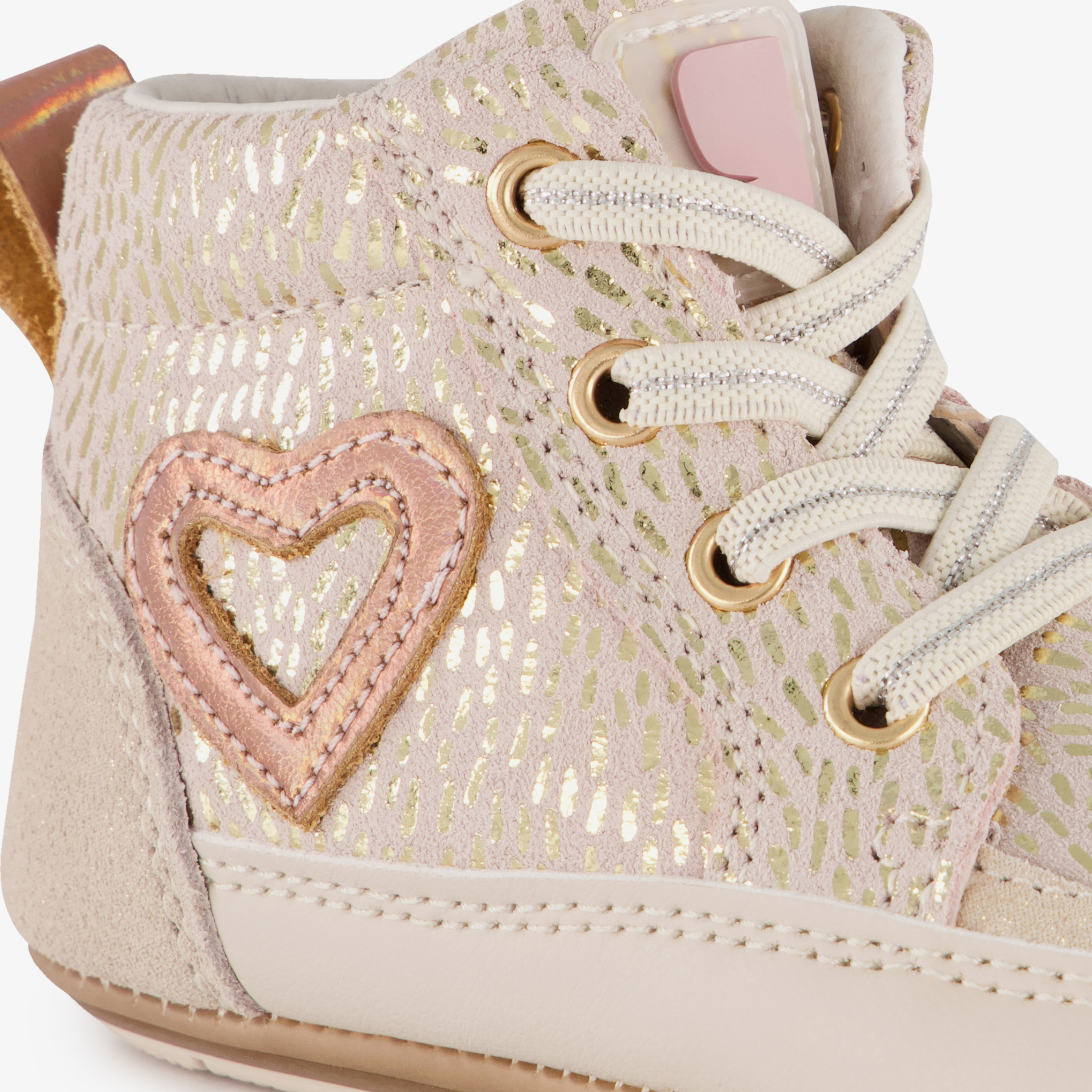 Groot leren babyschoenen beige goud meisjes – foto 5