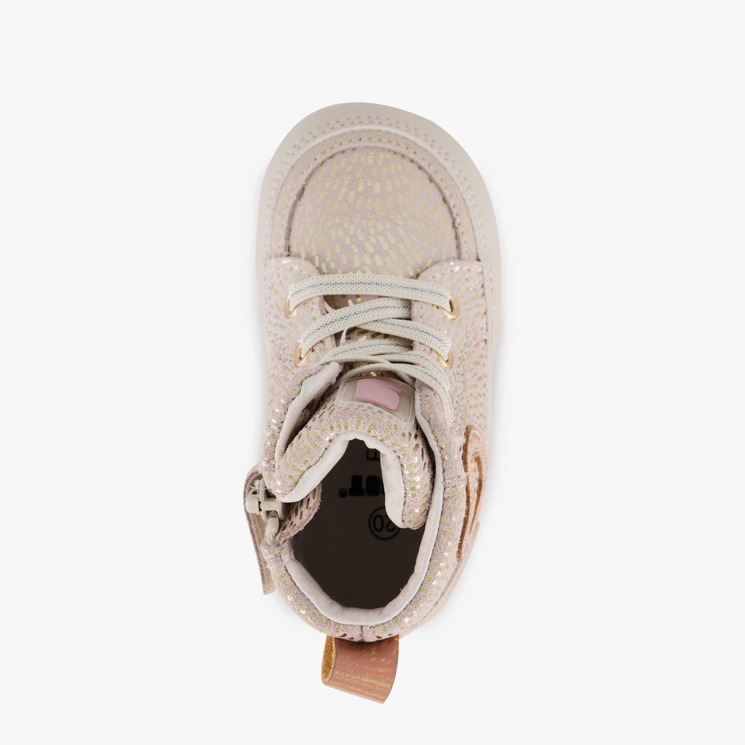 Groot leren babyschoenen beige goud meisjes – foto 4