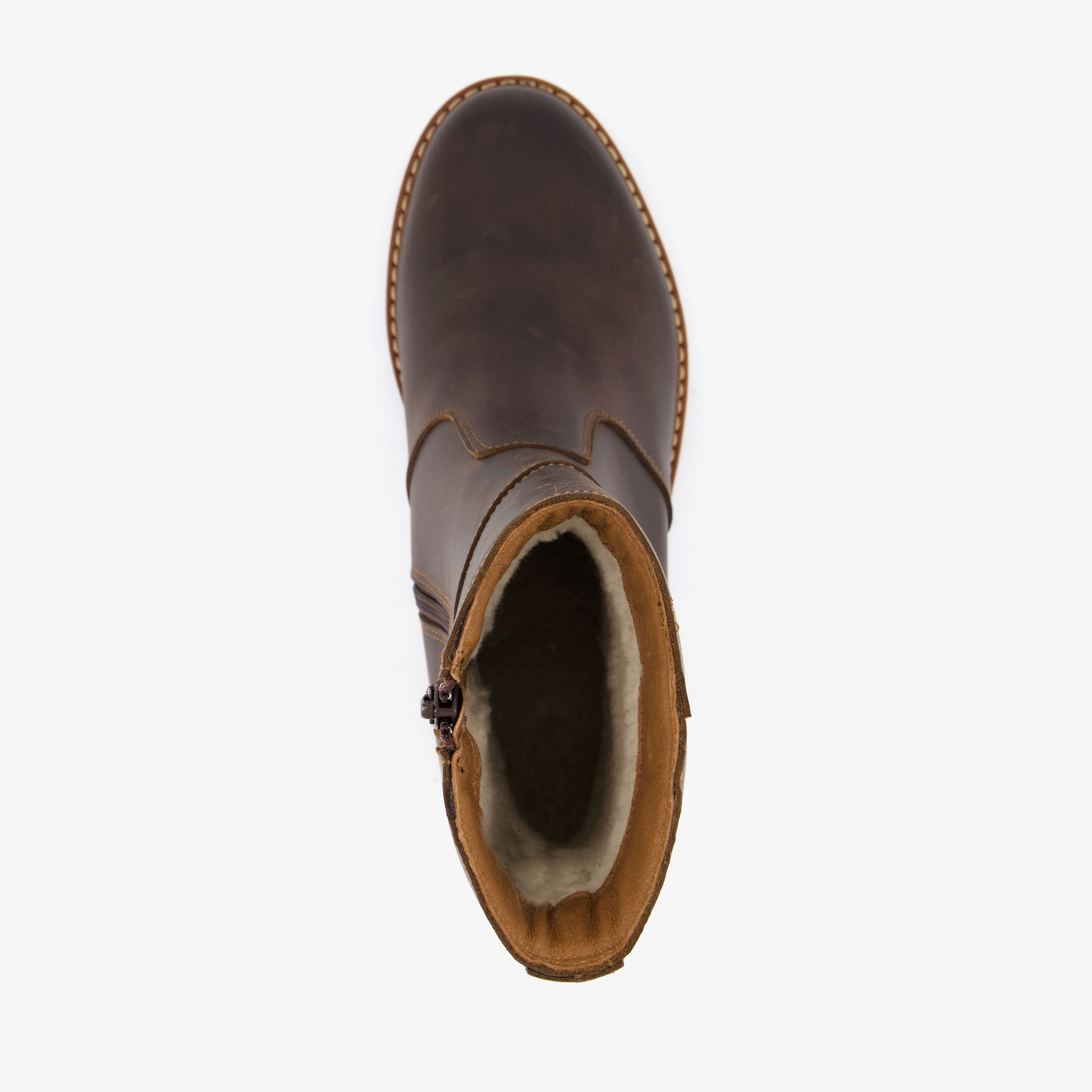 Output leren dames boots met hak bruin enkellaarzen – foto 4