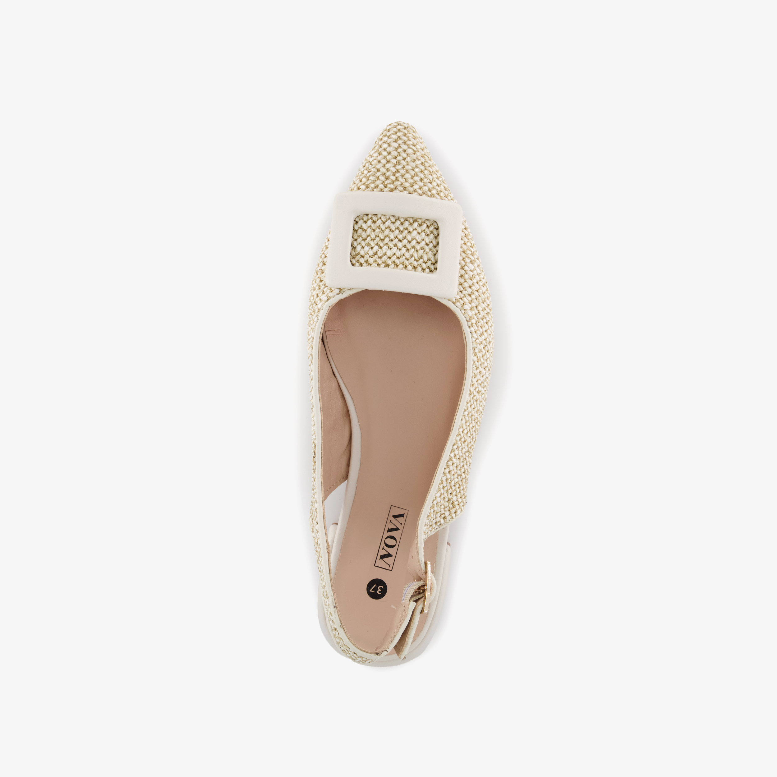 Nova dames raffia slingbacks beige – foto 4