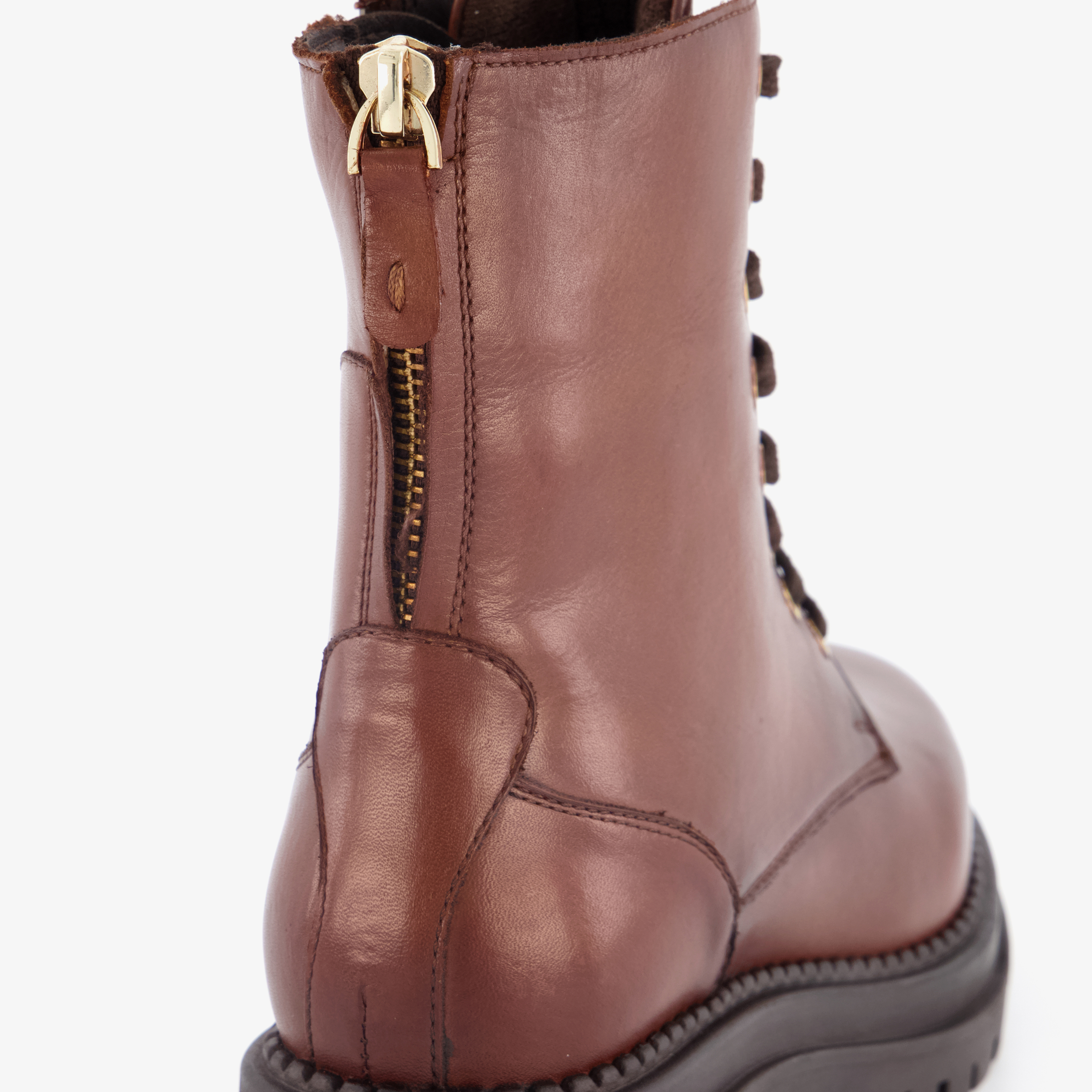 Harper leren dames veterboots met rits cognac laarzen – foto 5