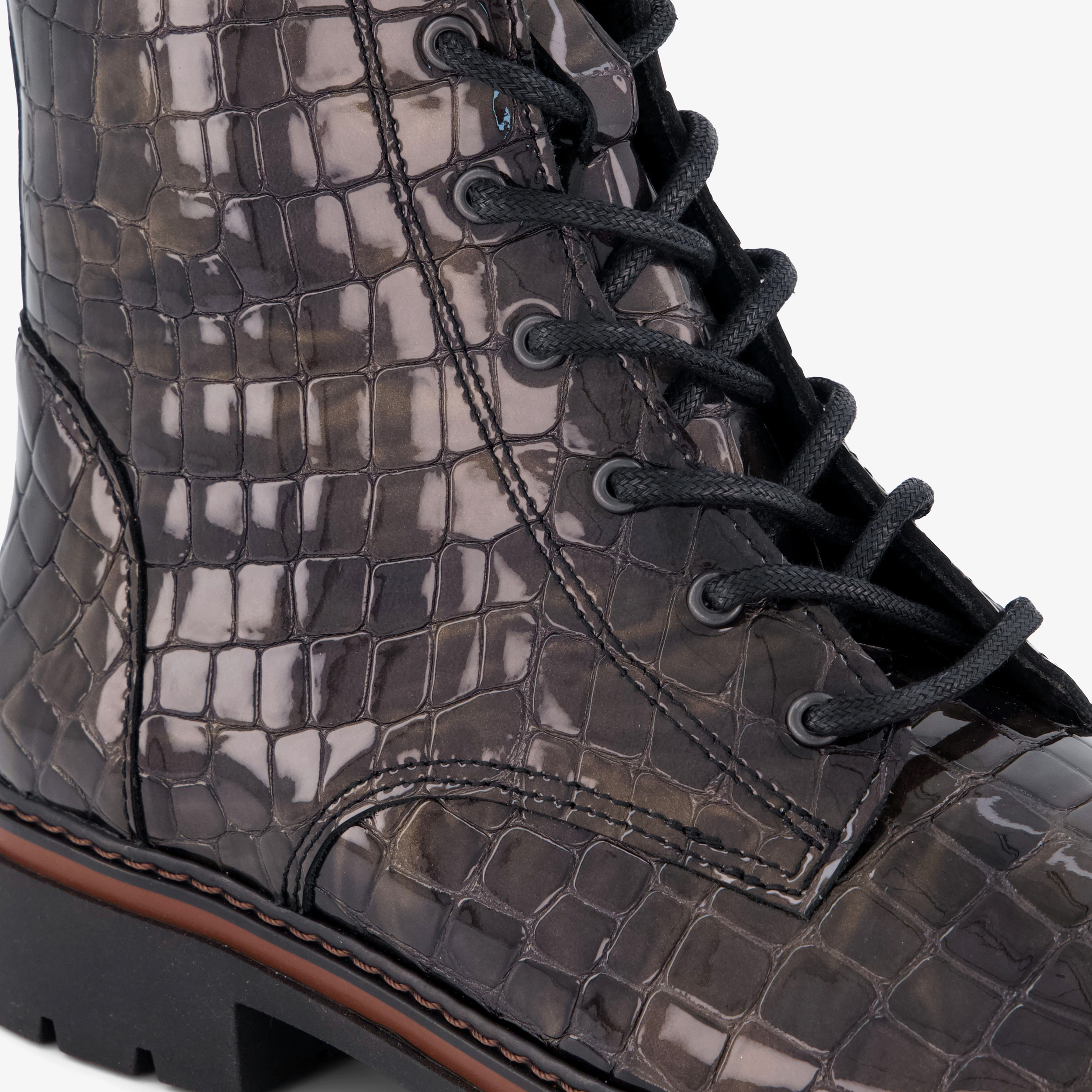 Hush Puppies leren croco dames veterboots bruin laarzen – foto 5