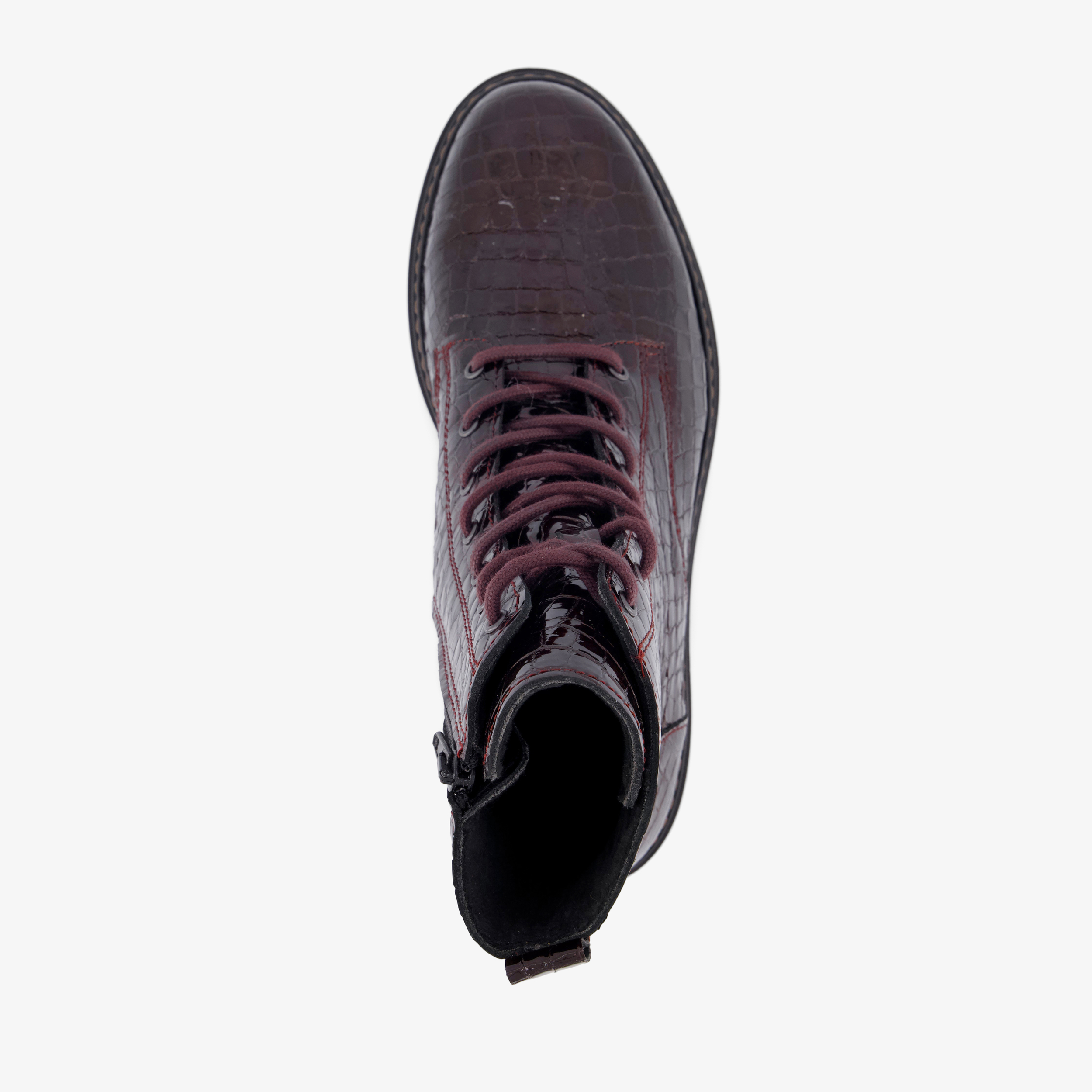 Hush Puppies leren croco dames veterboots bordeauxrood laarzen – foto 4