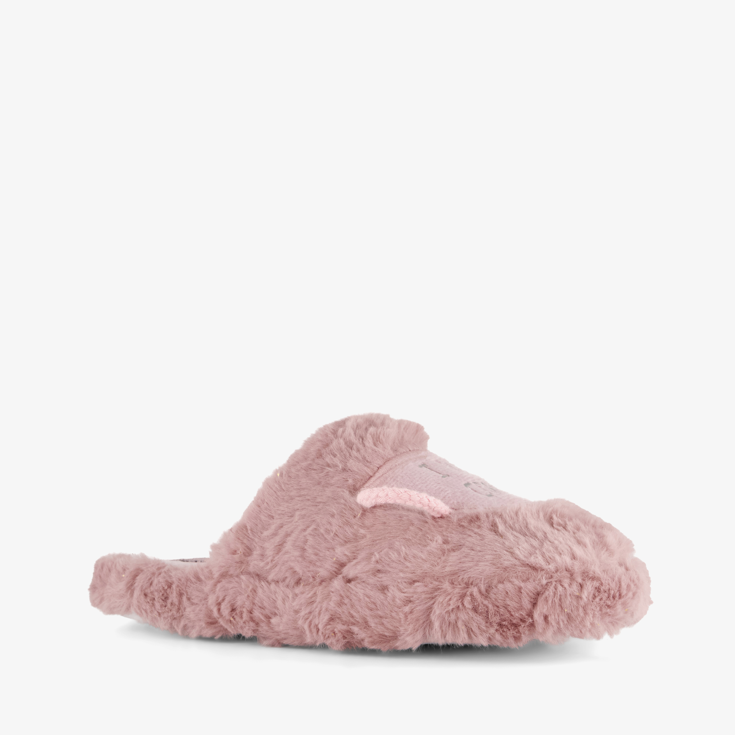 Thu!s fluffy dames instap pantoffels koffie roze