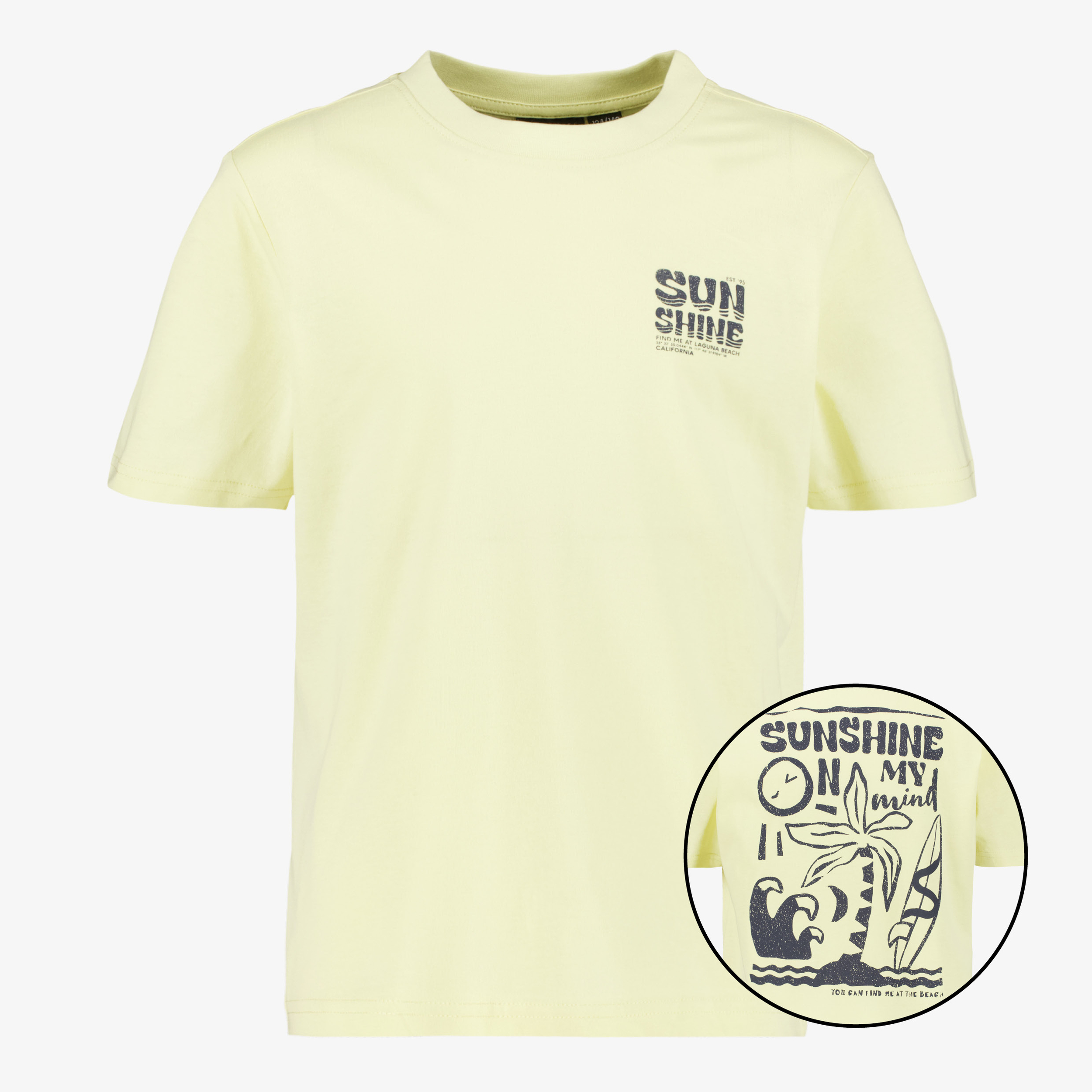 Unsigned jongens T-shirt met backprint lichtgeel