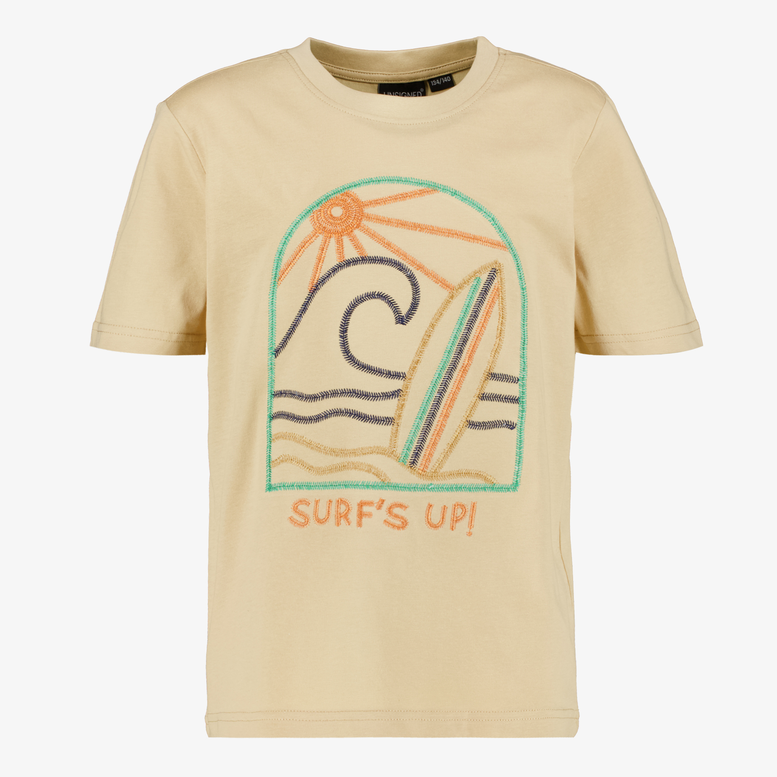Unsigned jongens T-shirt met opdruk beige