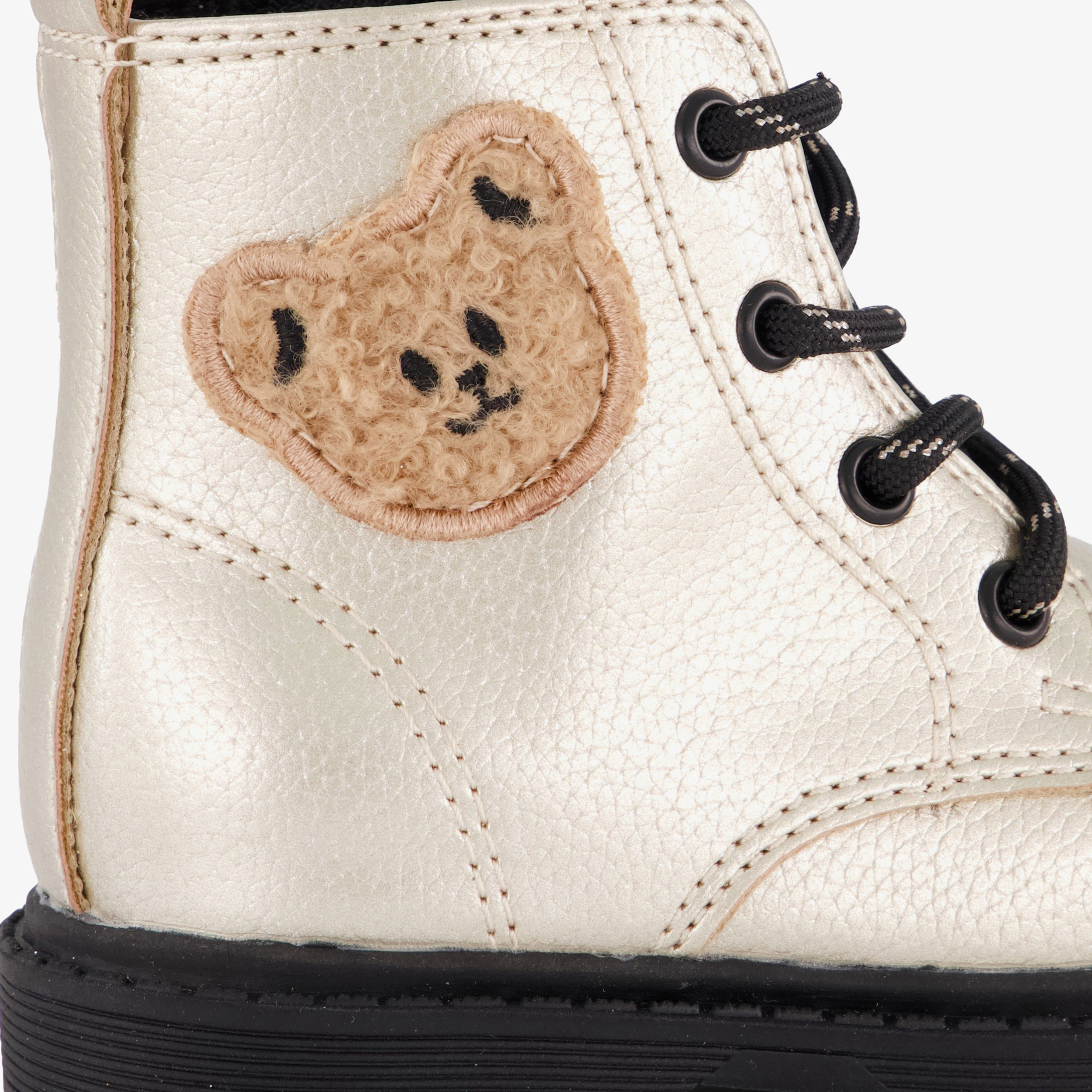 Blue Box meisjes veterboots goud met teddybeertje – foto 5